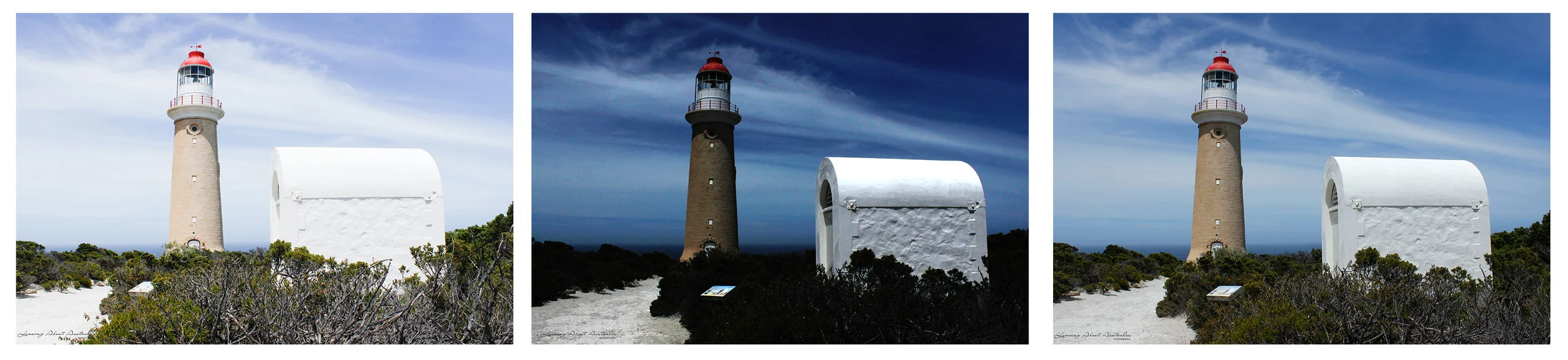 Left photo: over exposed; Central photo: under exposed; Left photo: balanced exposure.