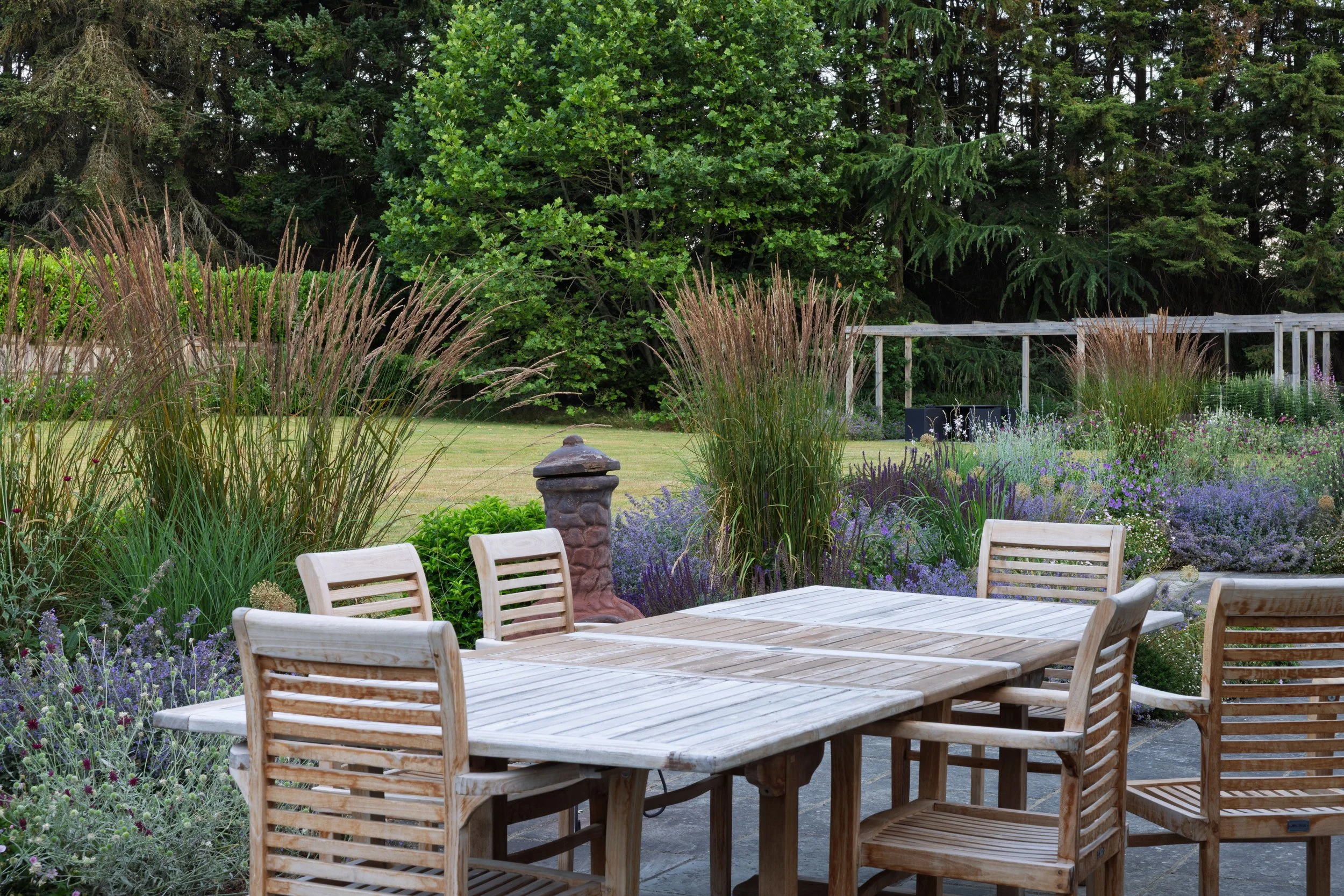 Seating area, large country garden, Wendover