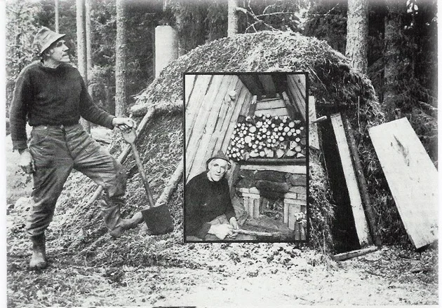 Sven Råberg (1913 - 2006), a charcoal worker in Skinnskatteberg. He took the initiative to build Kolarbyn Ecolodge in 1997. The picture above is taken somewhere else.