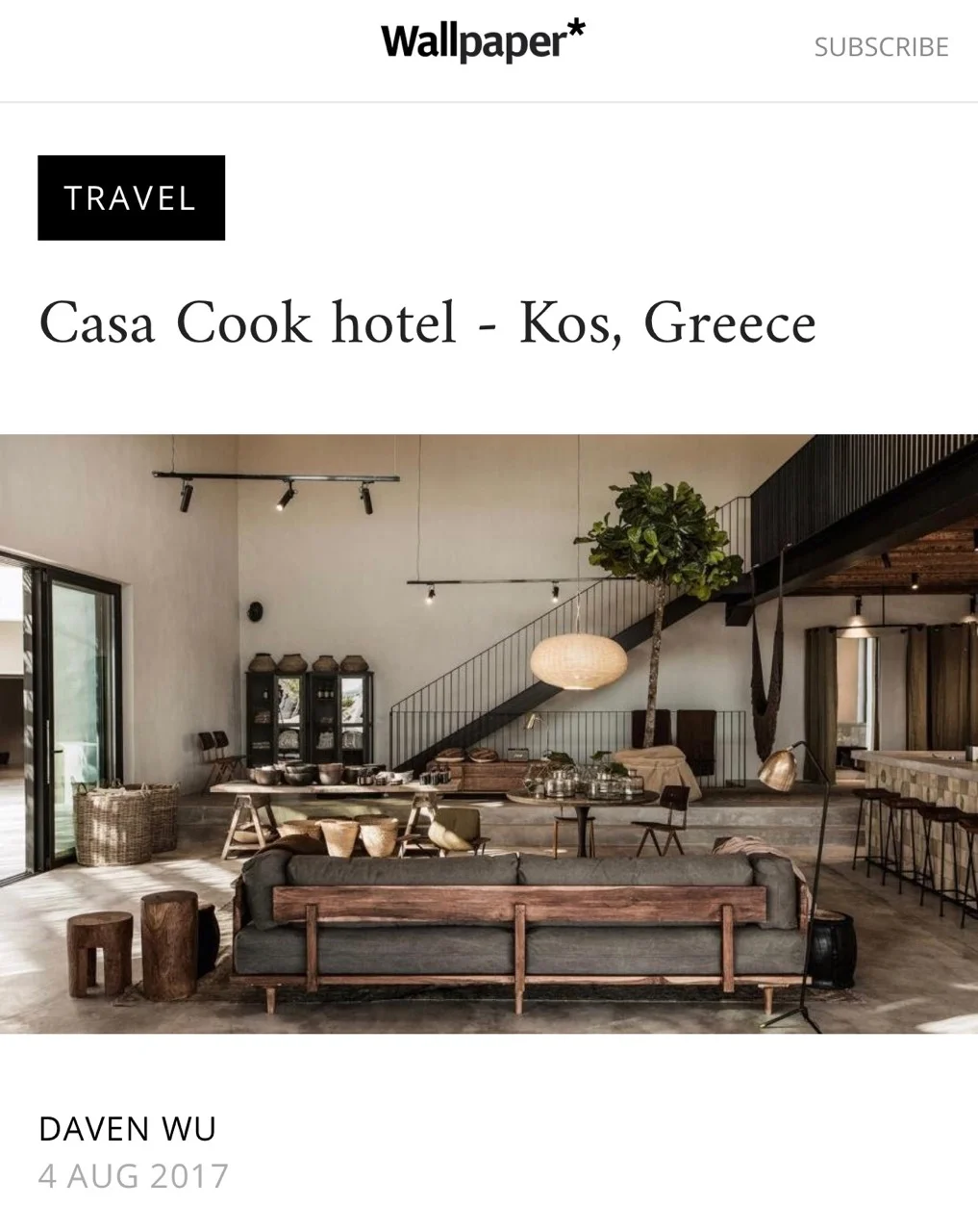 CASA COOK KOS WALLPEPER MAGAZINE / AUG 2017
