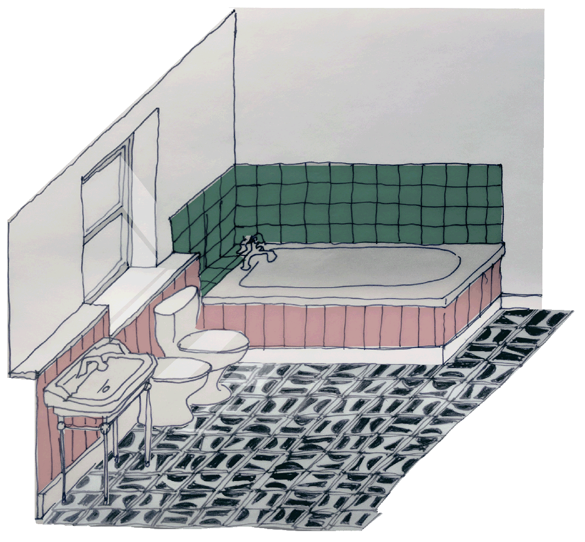  Sketch of new bathroom layout 