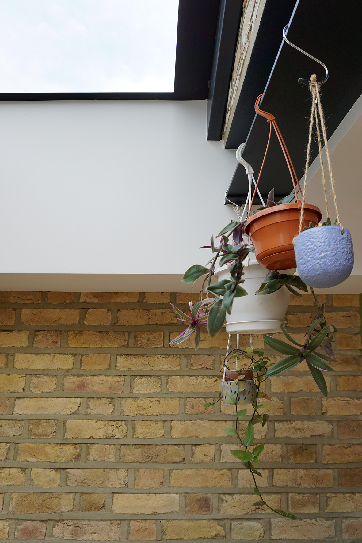  Planting pots hanging from new exposed steet beam 