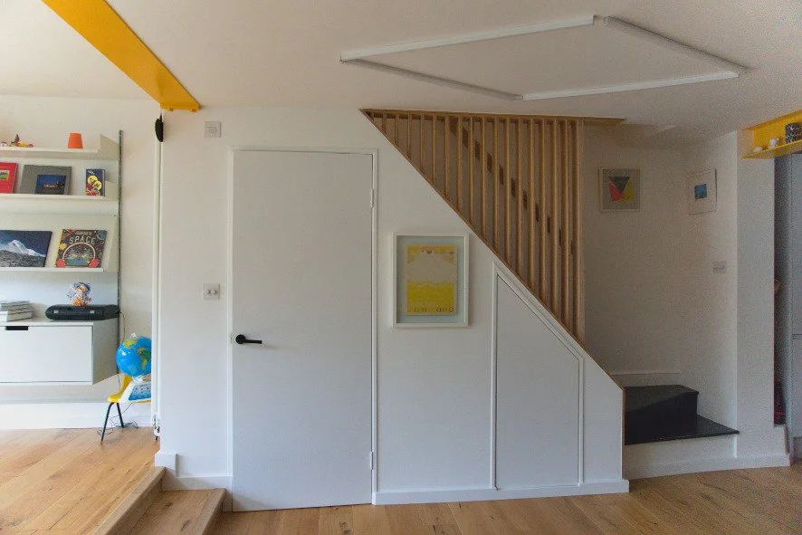 New toilet under the stairs.