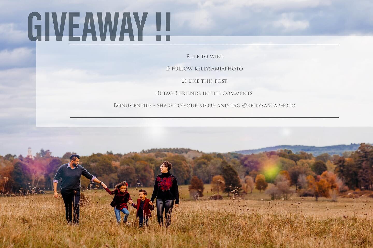 ✨ G I V E A W A Y✨ 

To end 2023 with a bang we are doing a giveaway! 
To thank all of you for making this year so special. I&rsquo;m giving away a FREE portrait session!!! Valued at $599! 

Changes will be coming to the website, pricing, ETC! Also n