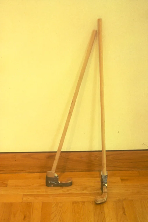 OBJECTS MADE TO MAKE OTHER OBJECTS 1994 Wood, sheet metal, duct tape, screws, plaster, 15" W x 40" H x 15" D.
