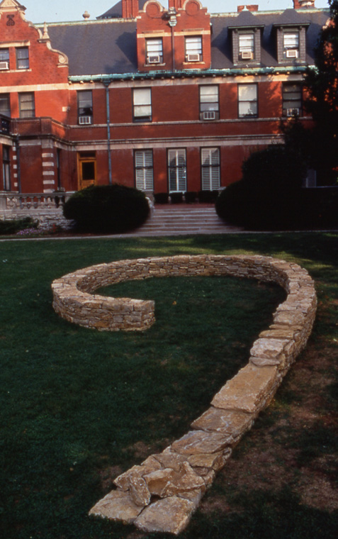  View of central spiral sited on campus green at Kansas City Art Institute. 