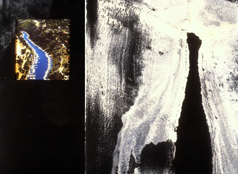 My Thighs As Port Miou 2000 Found pigment and mixed media 22" x 14".