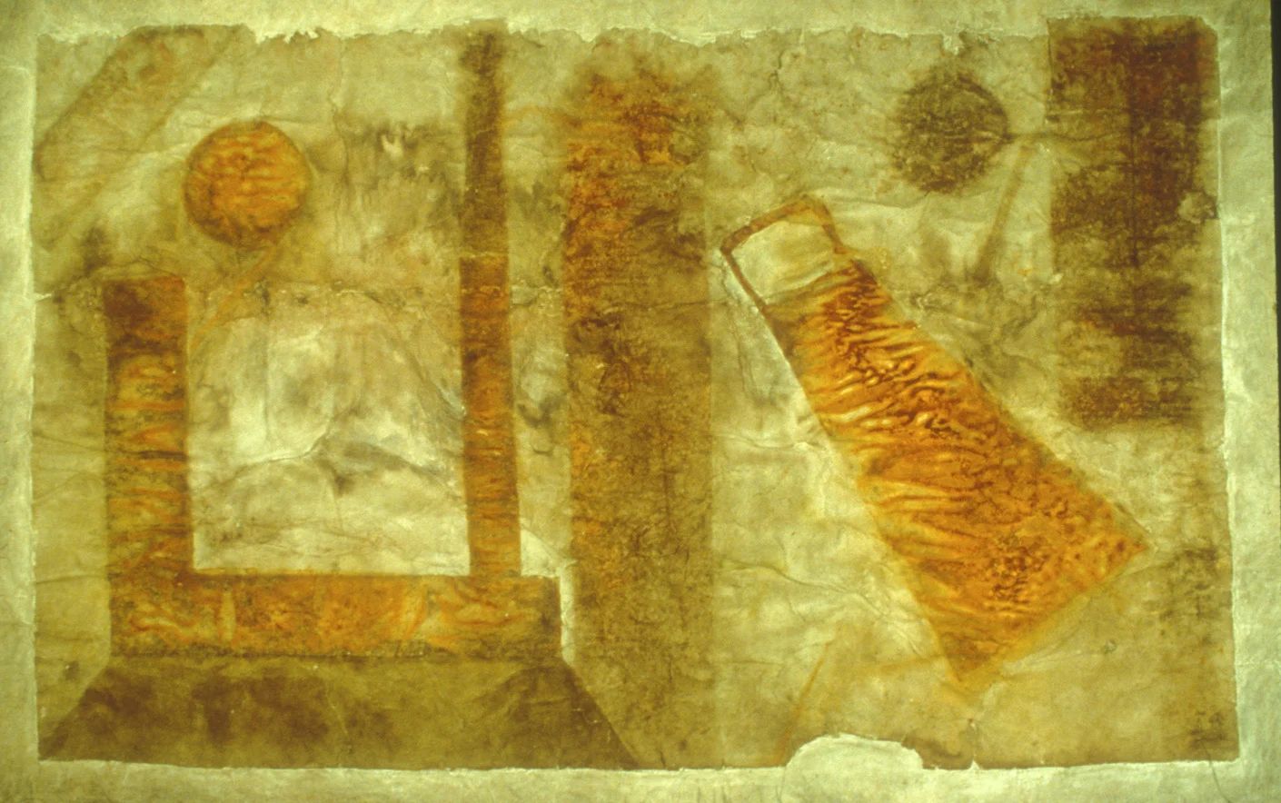 Miasma 1986 Stain on muslin backed paper, 40 x 70".