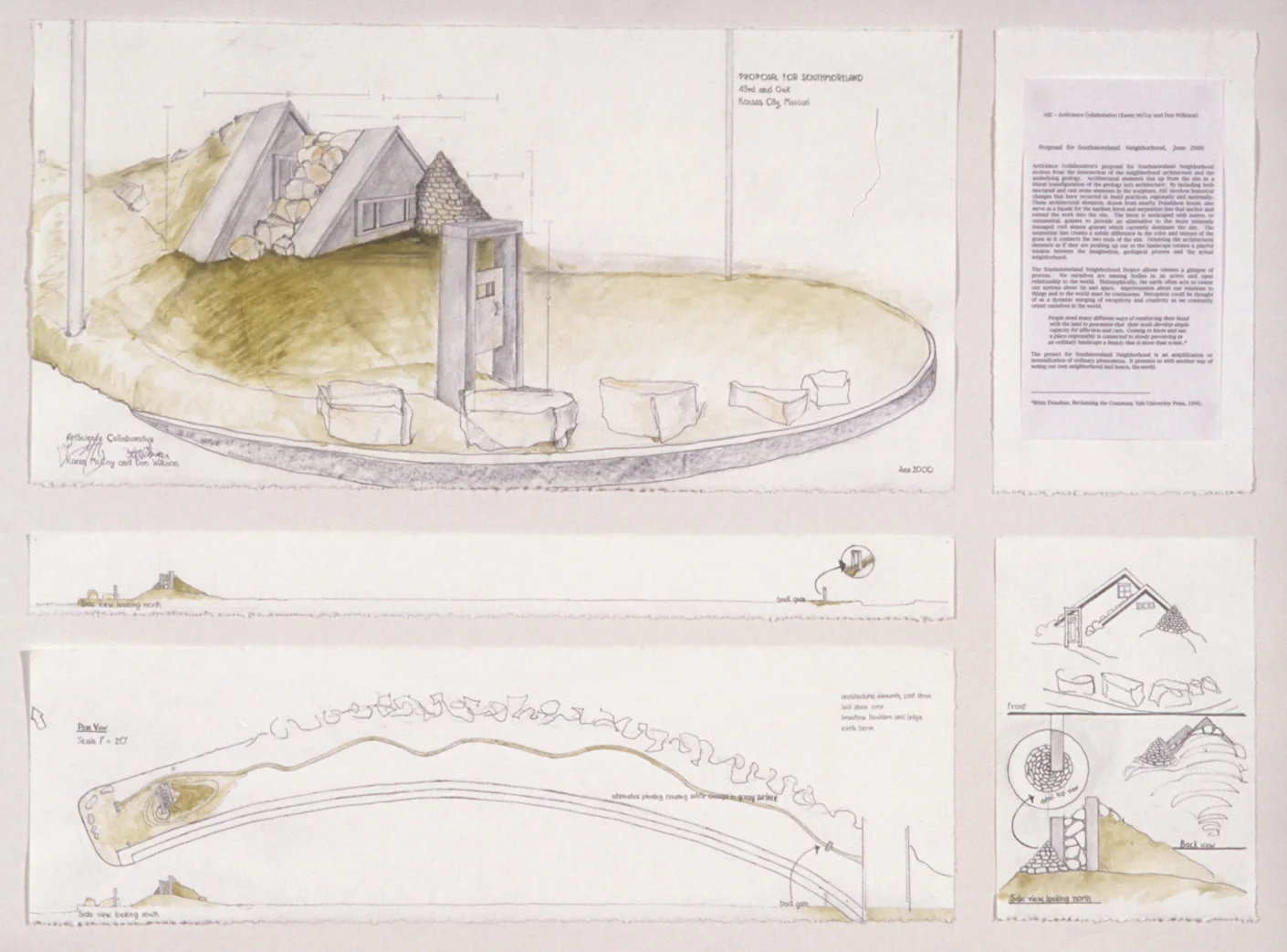 Proposal For Southmoreland Neighborhood ArtScience Collaborative Karen McCoy and Don Wilkison, Hydrologist. 2000 Mixed media on velum (drawings-McCoy), 22 x 30".