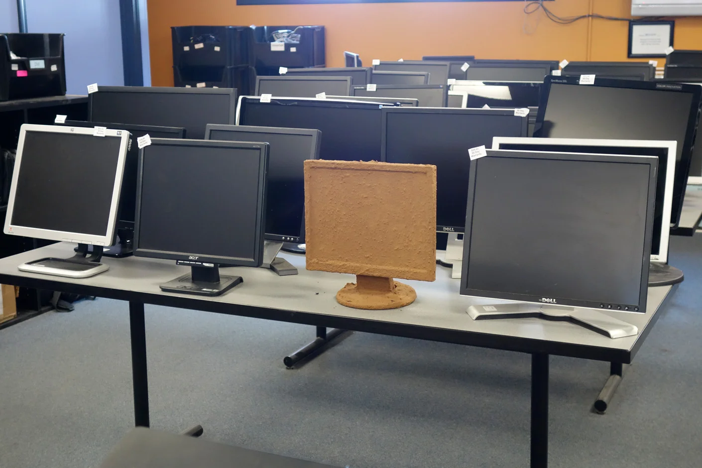 Intervention in computer and electronics showroom, Consuming Questions , 2016-17