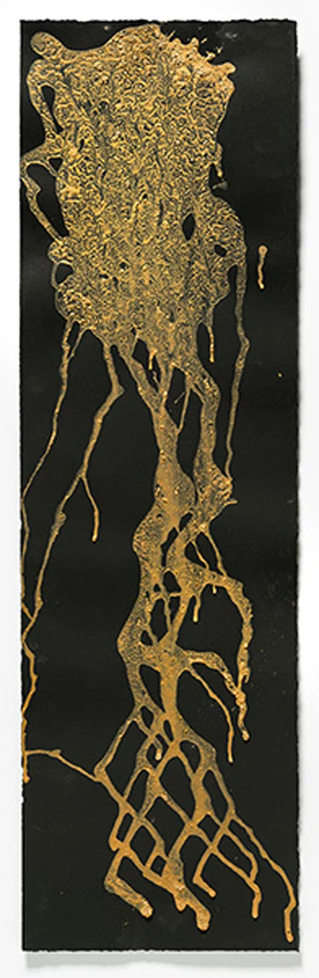 Surface Separation 2015, egg tempera with found earth pigments, 30” x 8.875”