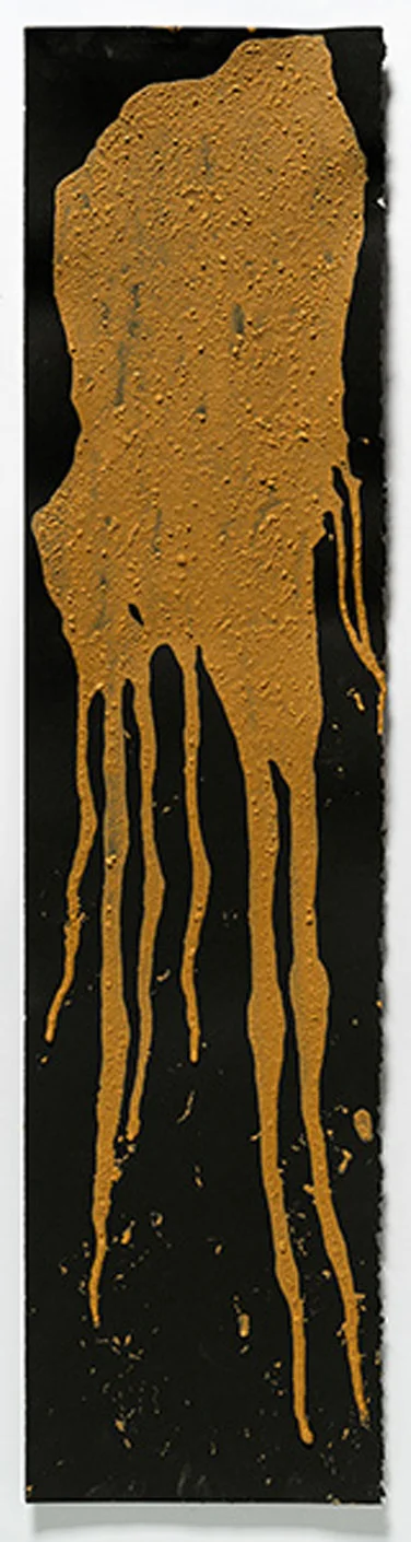 Small Red Pour egg tempera with found earth pigments, 30” x 7.125”