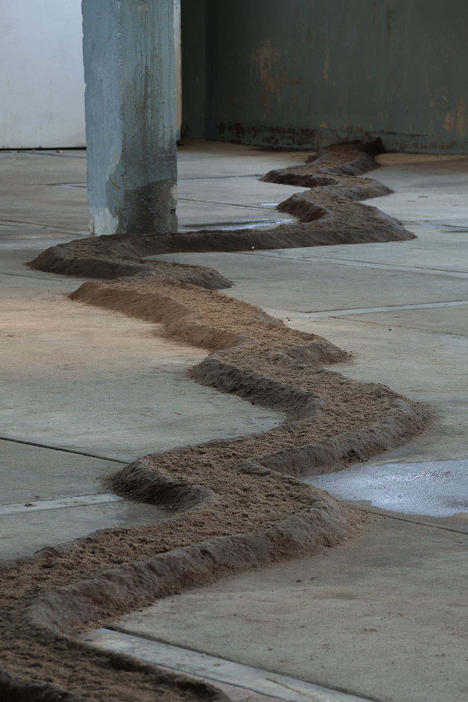  Detail: Detail of Missouri River, silt stabilized with sorghum syrup enclosing sand, 100’L x 3” H and 14” average width 