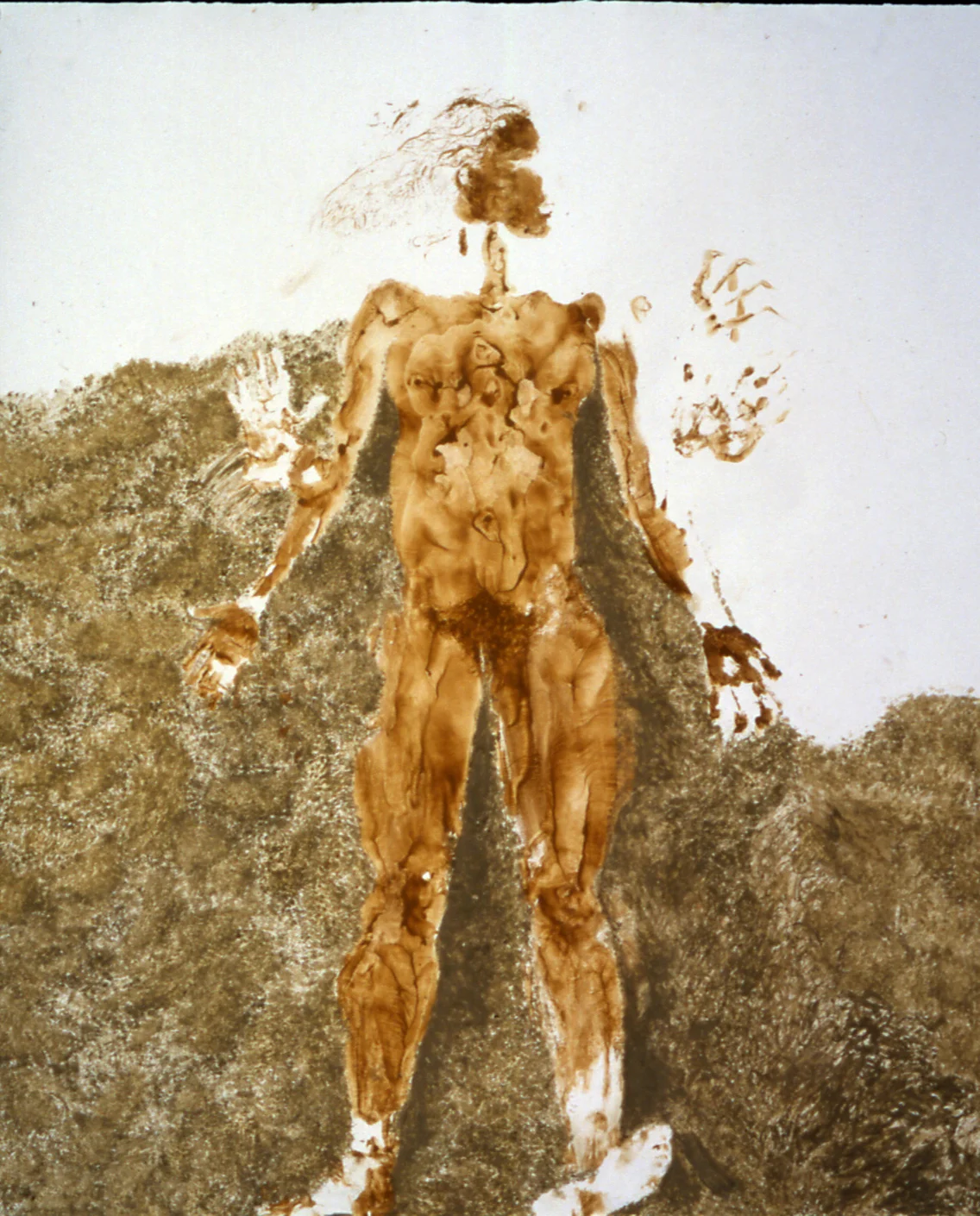 Stuck 2001 Body print with Kansas City clay and pigment on paper, 5' 5" x 6'