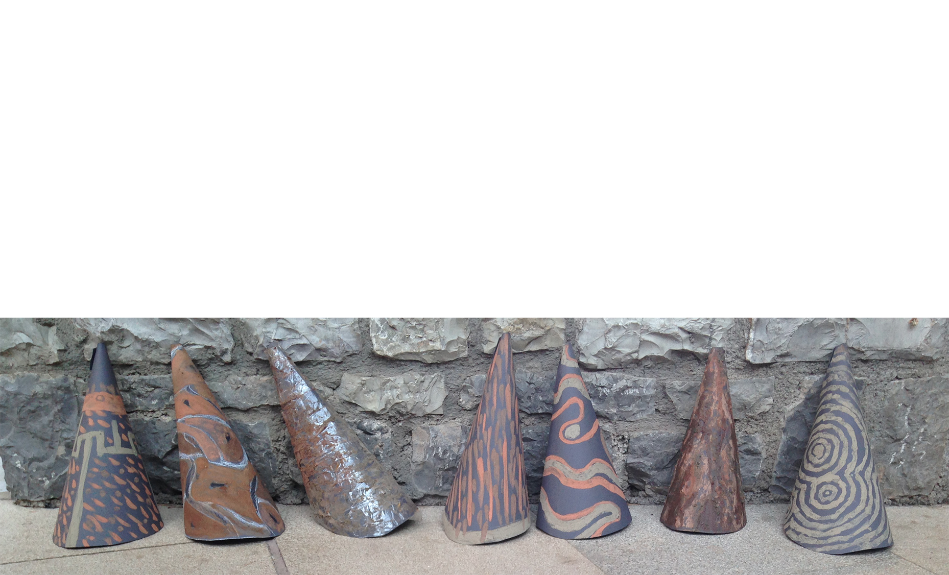 Listening horns made in workshop from memories of walk