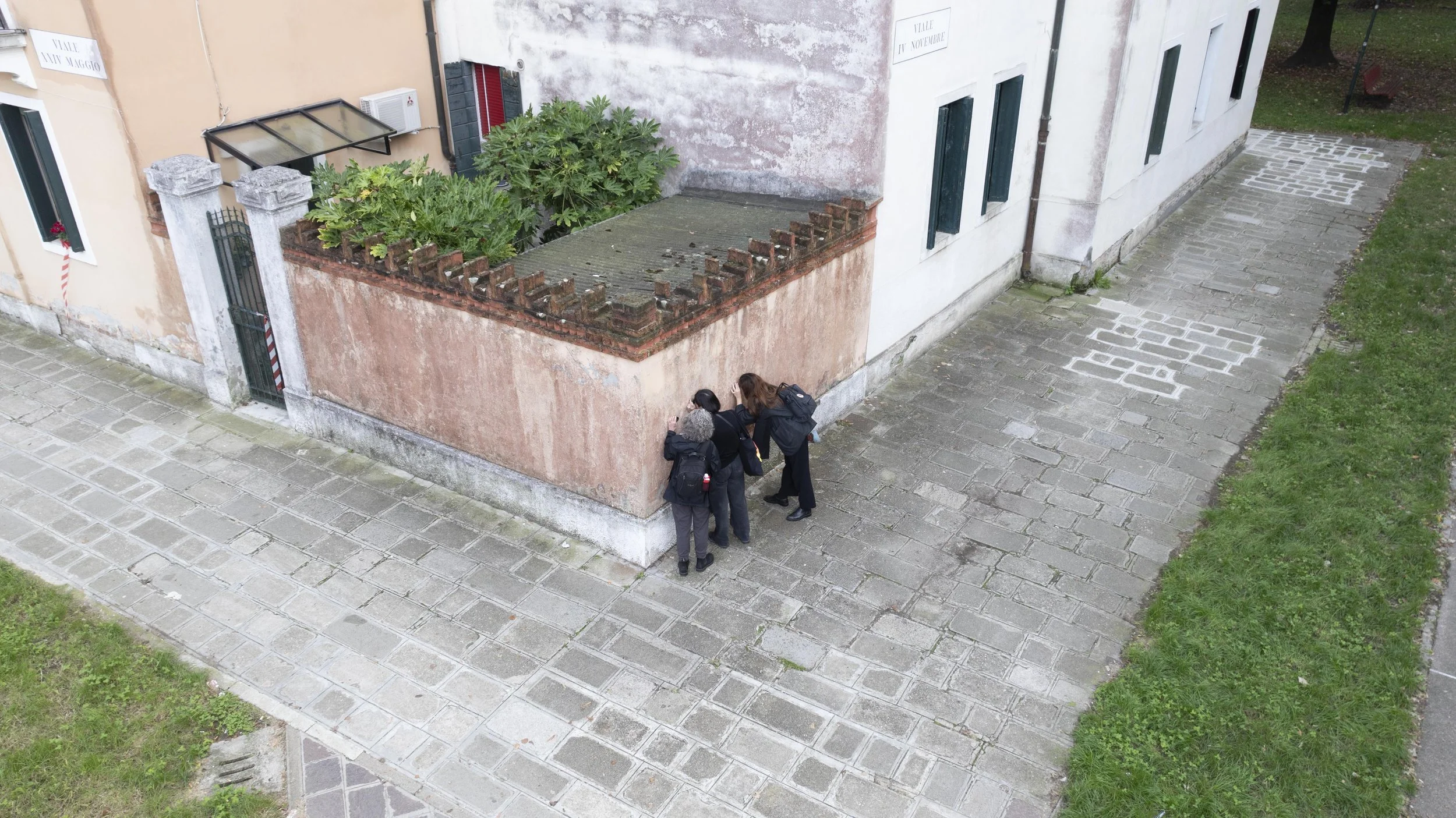 Examining a wall in S. Elena