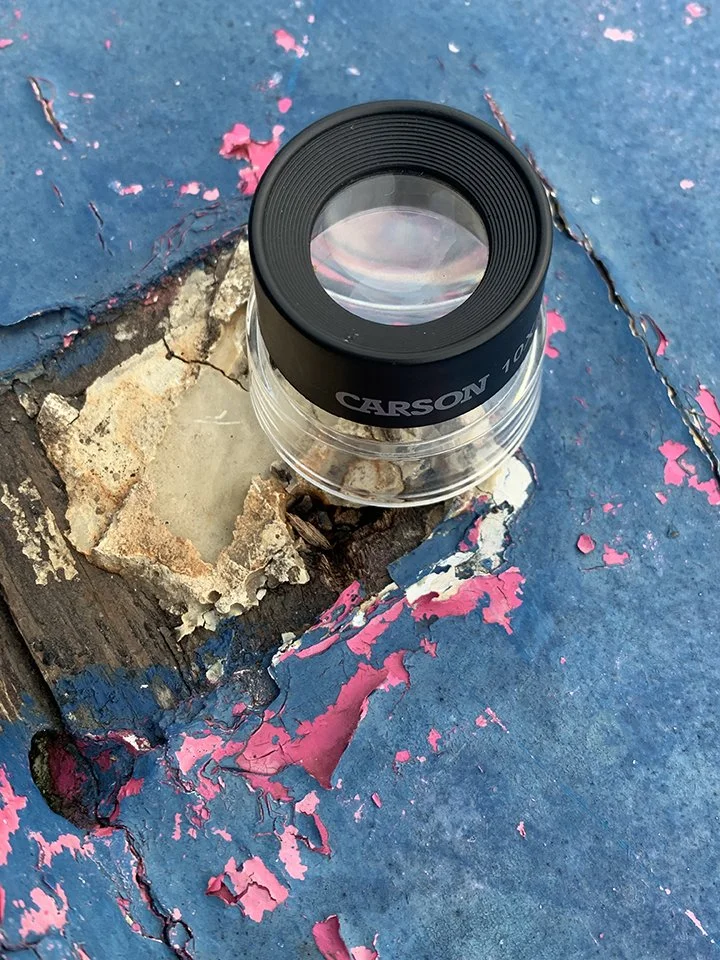 Image of one of the lenses positioned for a photograph