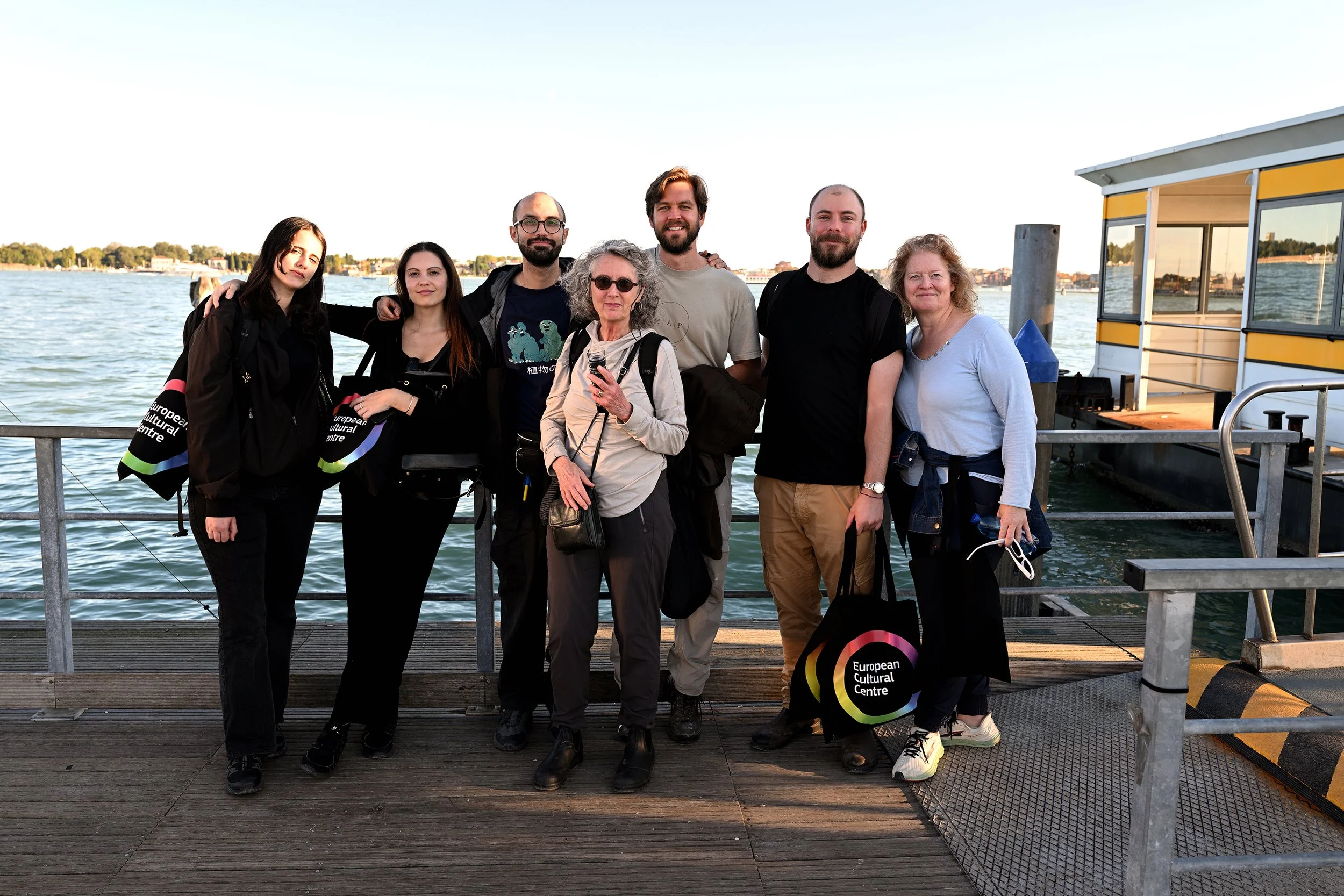 Group image of walkers before boarding the ferry back to the main island of Venice