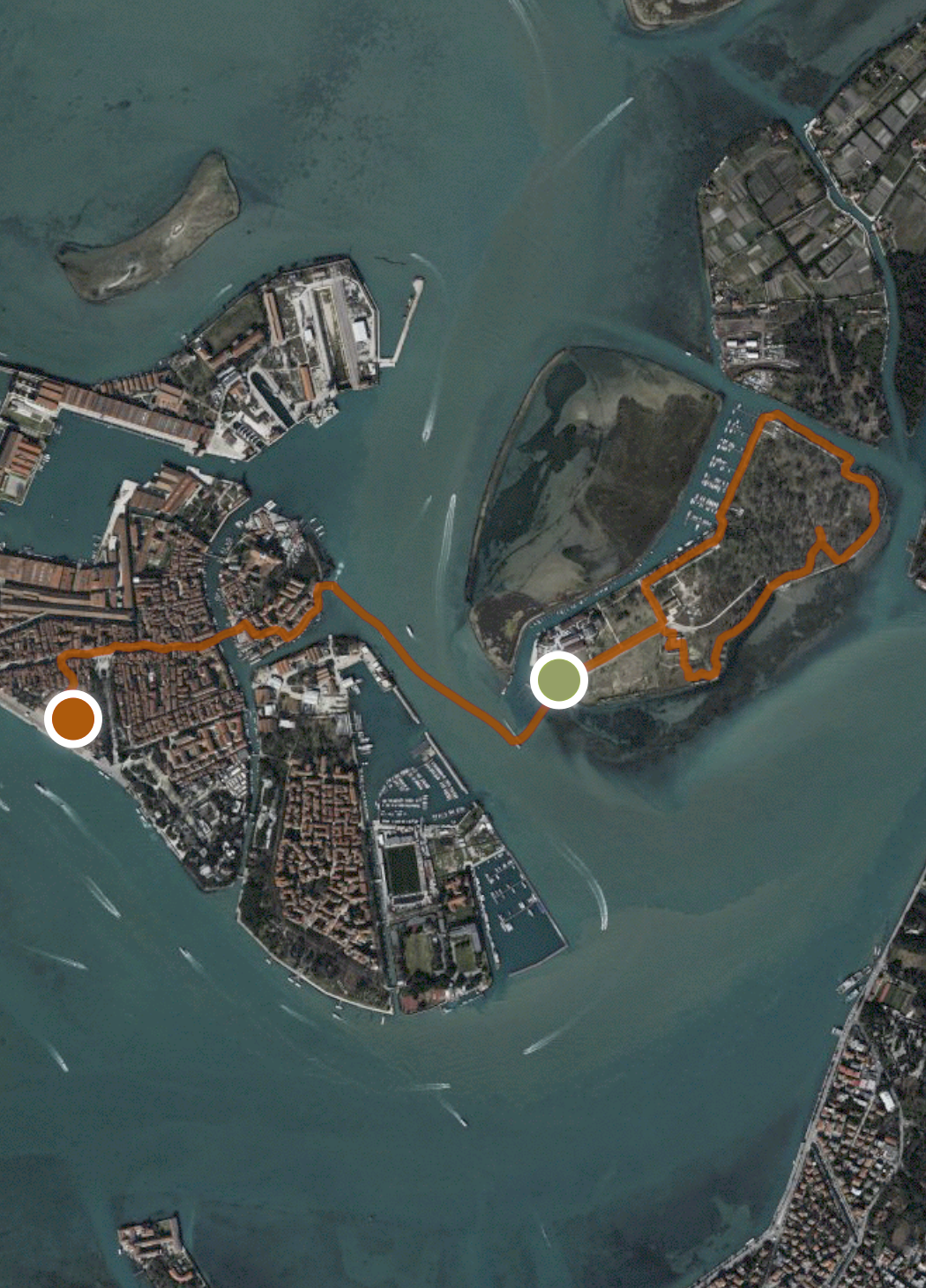 Map of walk from Marinaressa Gardens to Certosa Island