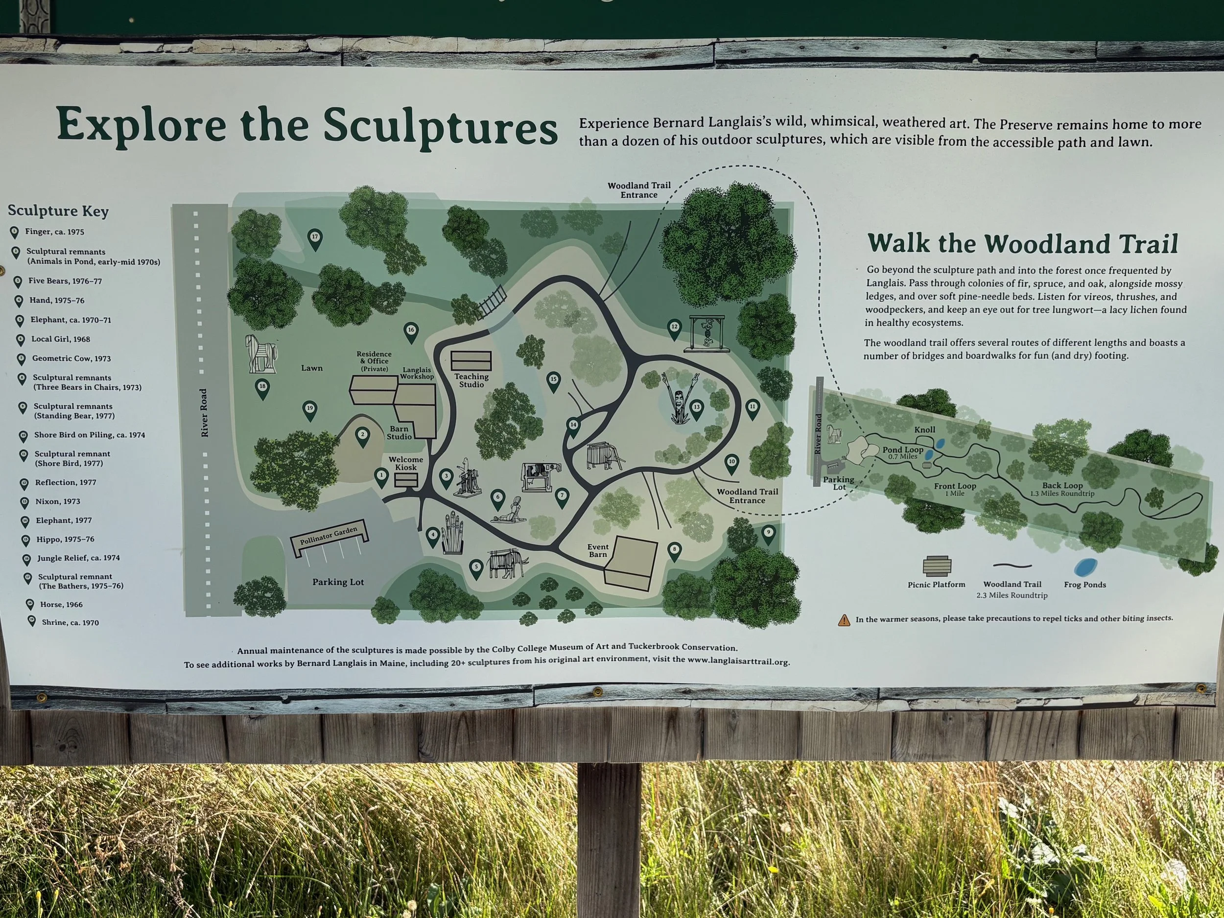  Langlais Art Preserve map of sculpture and woodland trails 