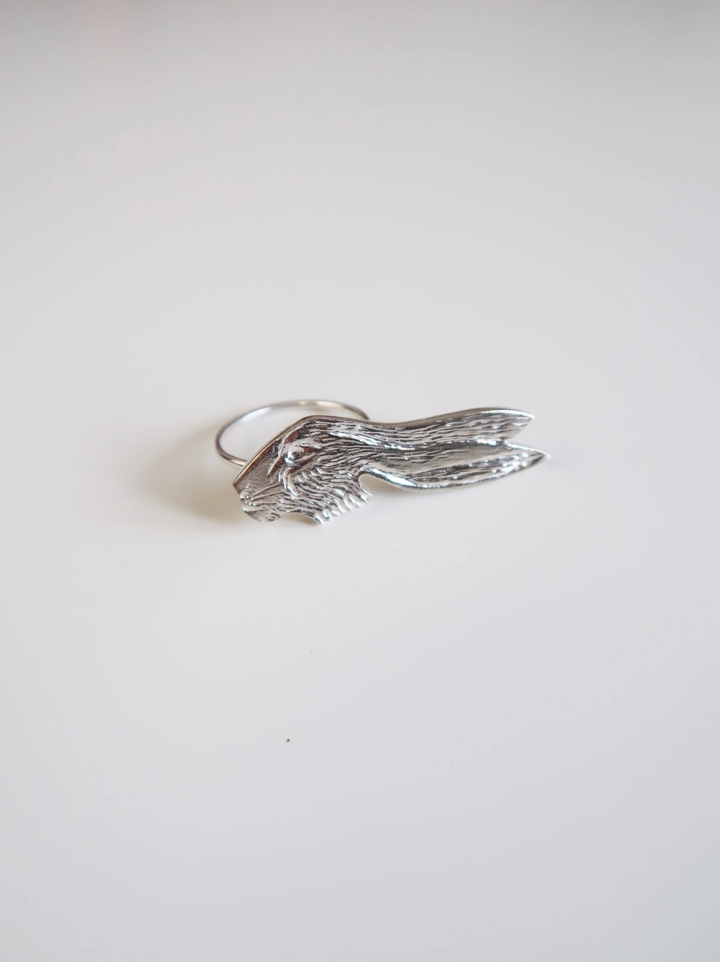 Silver Rabbit Head Ring $80.00