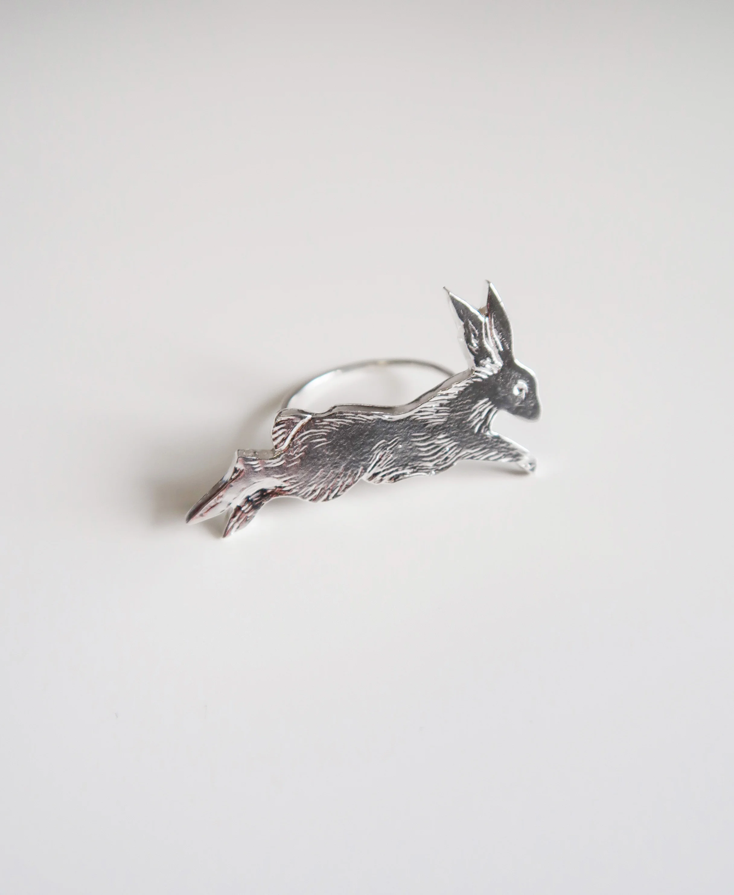Silver Leaping Rabbit Ring $80.00
