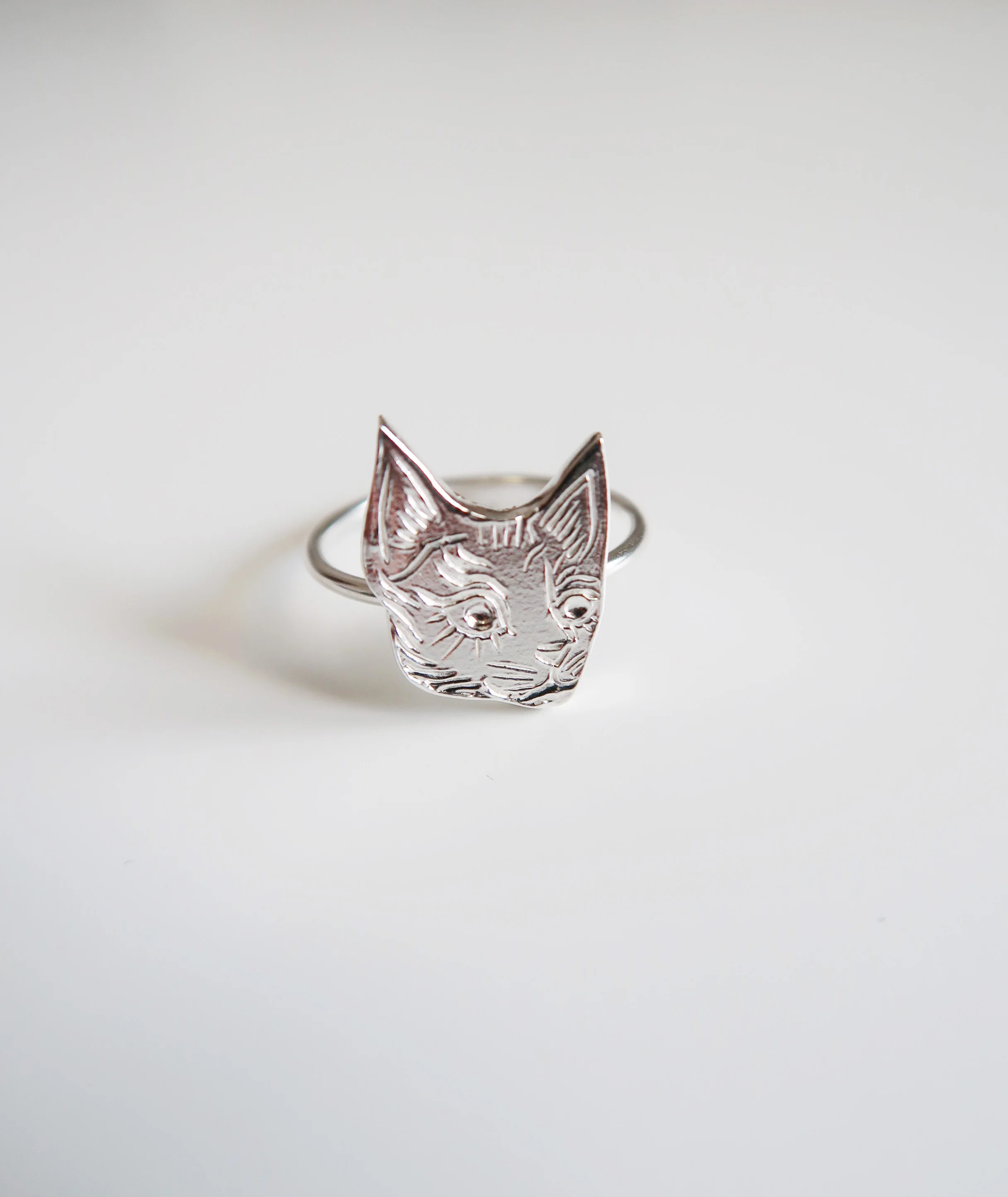 Tiny Silver Cat Ring $60.00