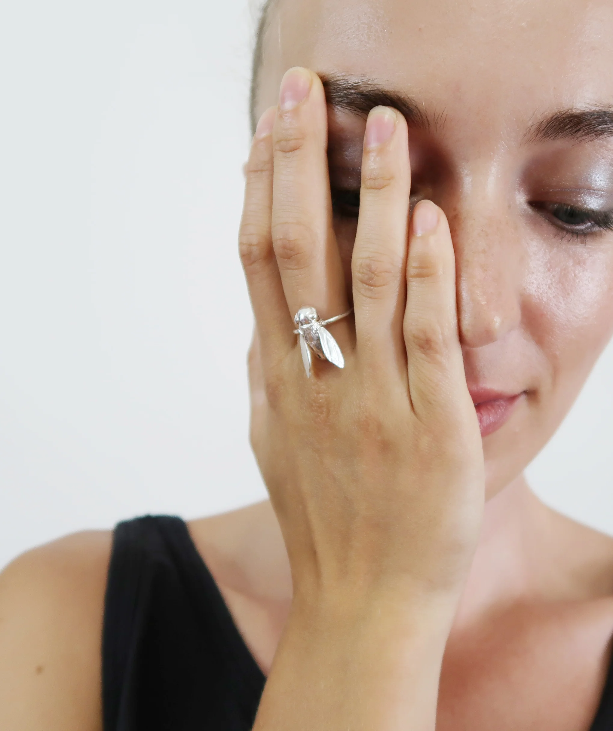 Sculptural Silver Bee Ring $115.00