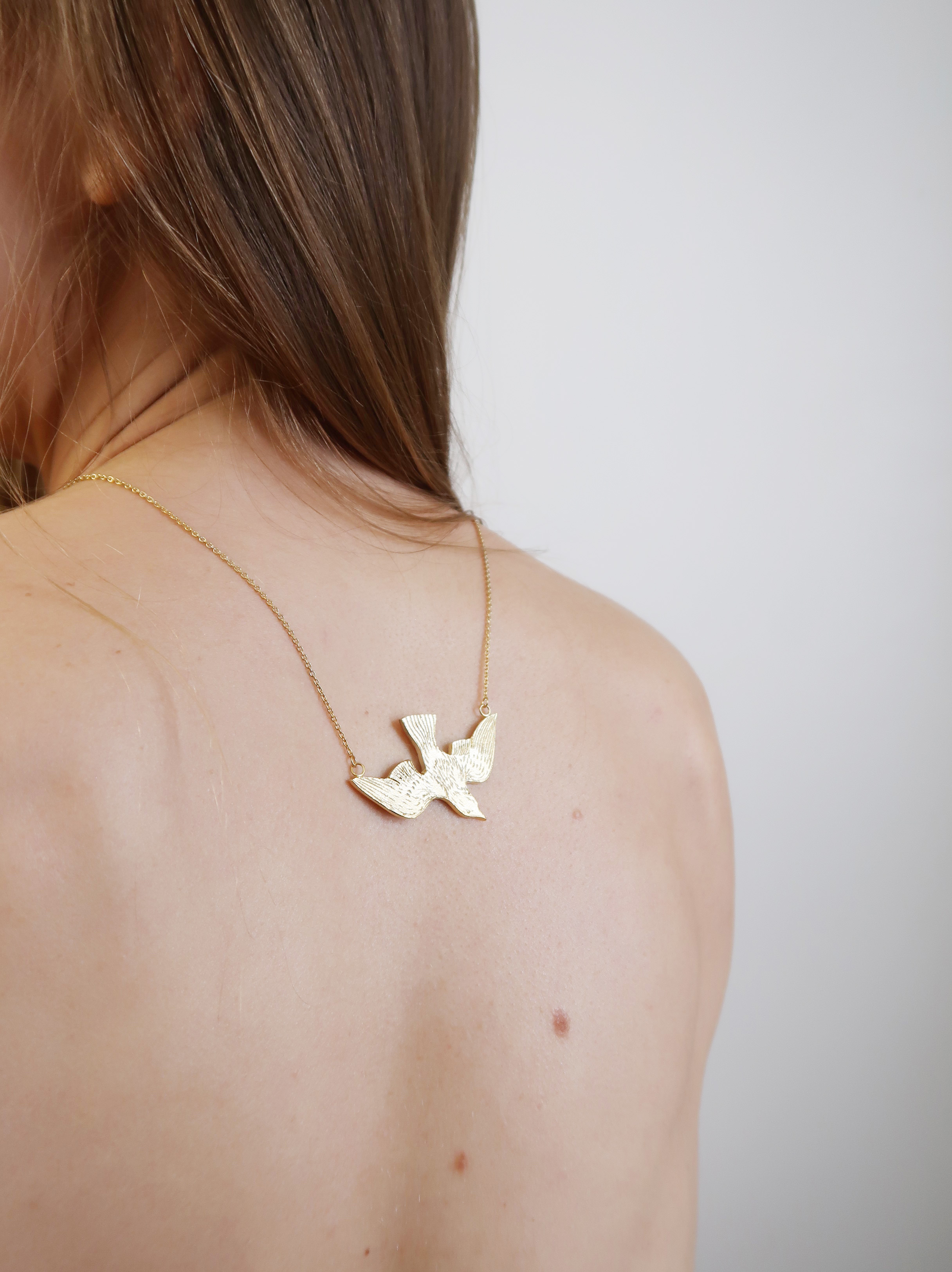 Soaring Gold Bird Necklace  14k Gold  Bird Necklace  Bird Jewelry   bird pendant  birthday gift