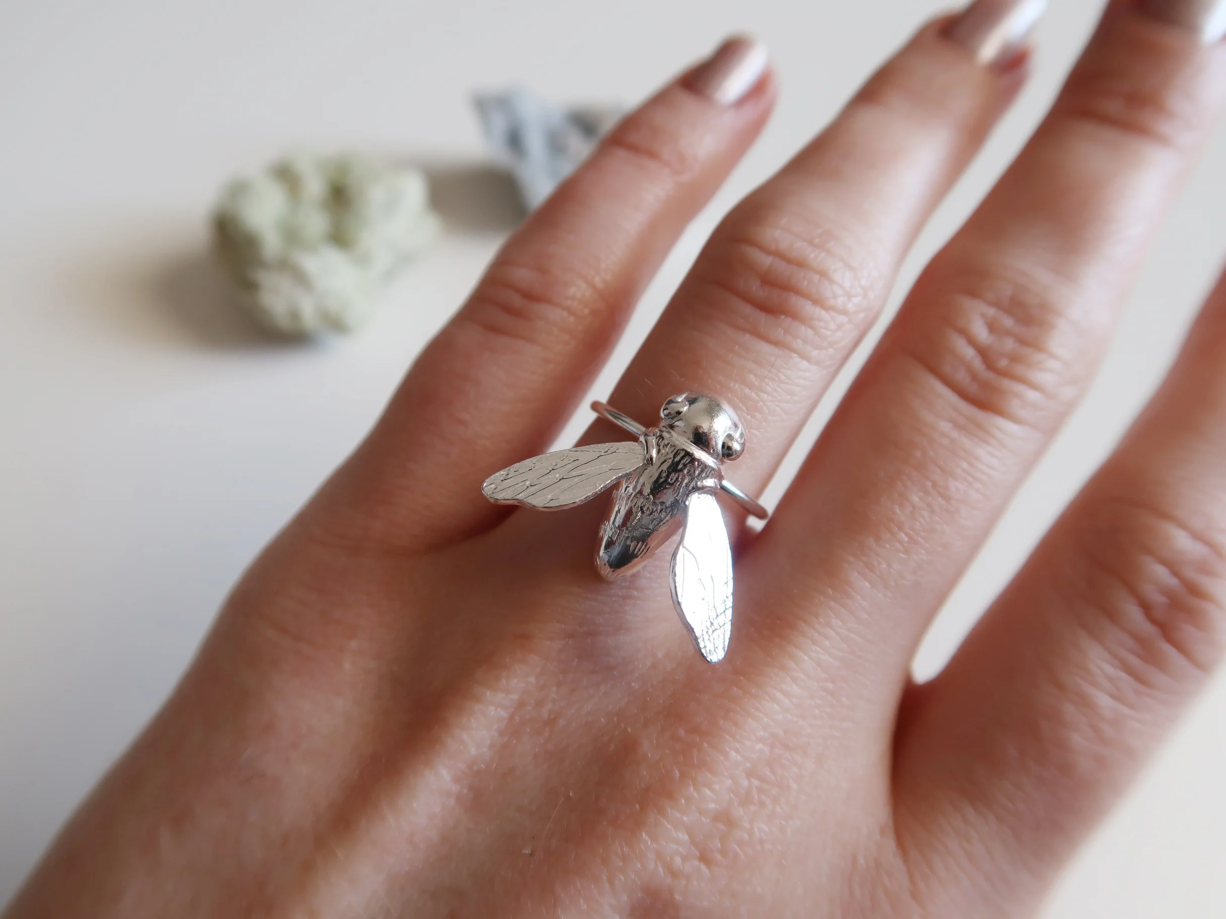 Sculptural Silver Bee Ring - $115.00