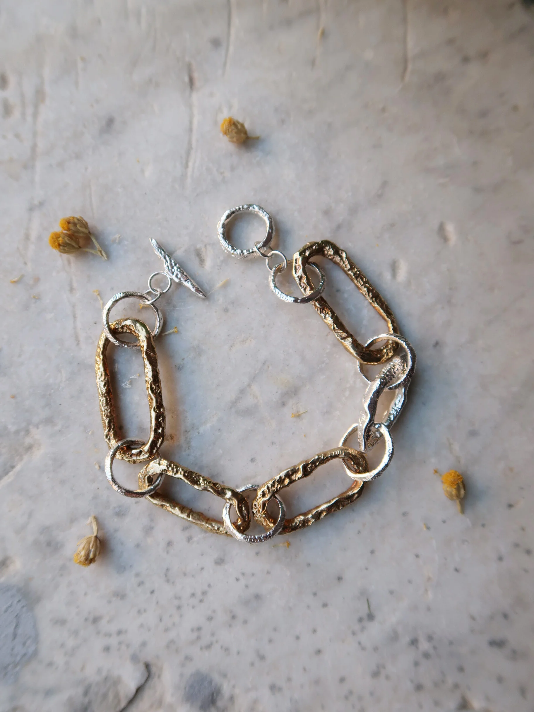 Ruins Bracelet - Sterling Silver and Brass $500.00