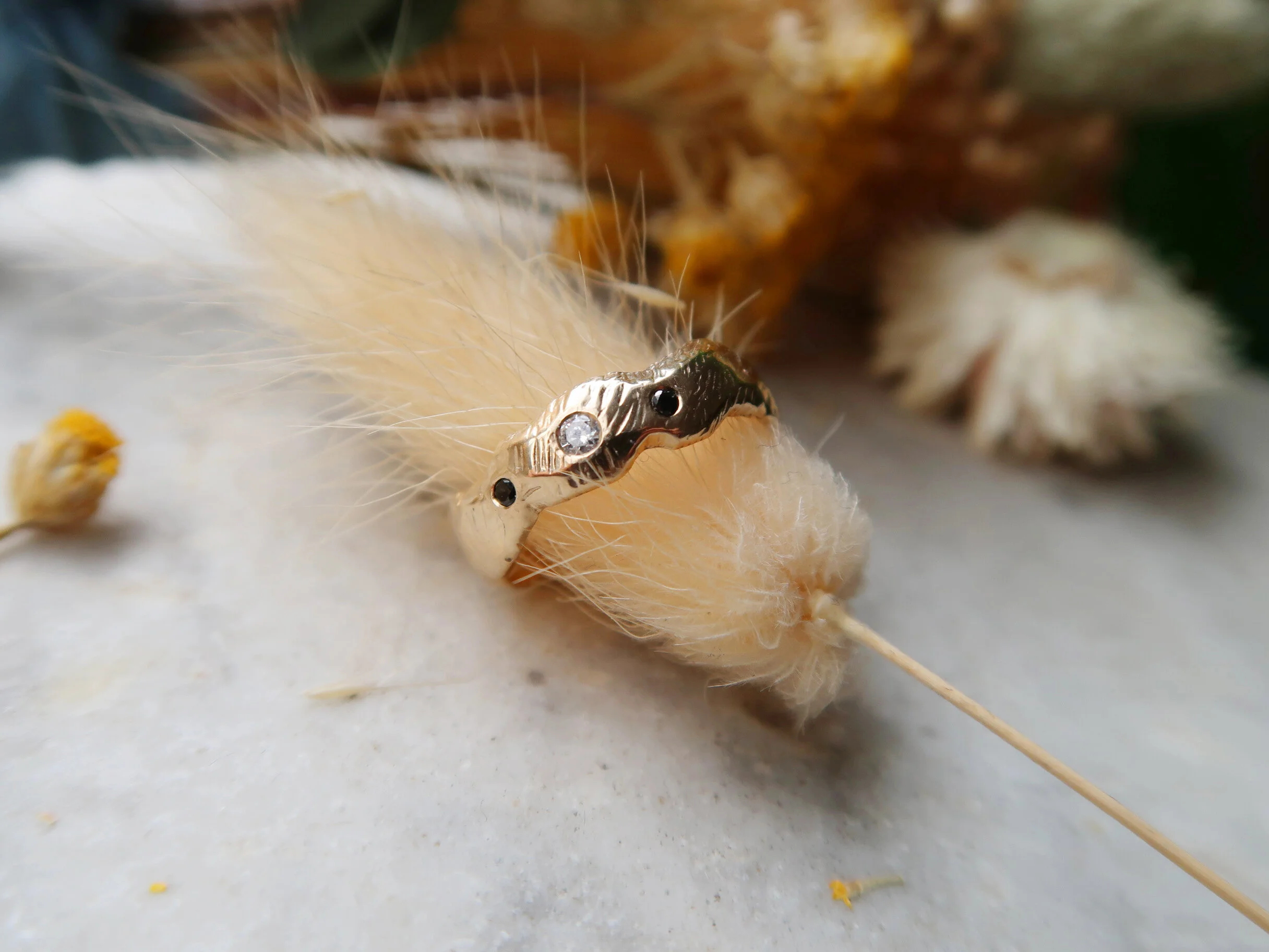 Etched Ring - 10K Yellow Gold and Diamonds $750.00  