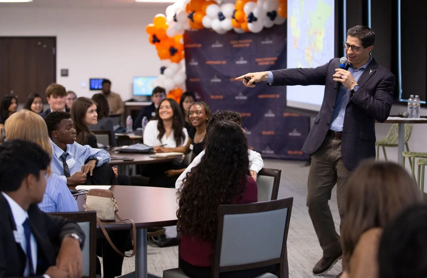 Carlo Capua engaging students during a leadership keynote