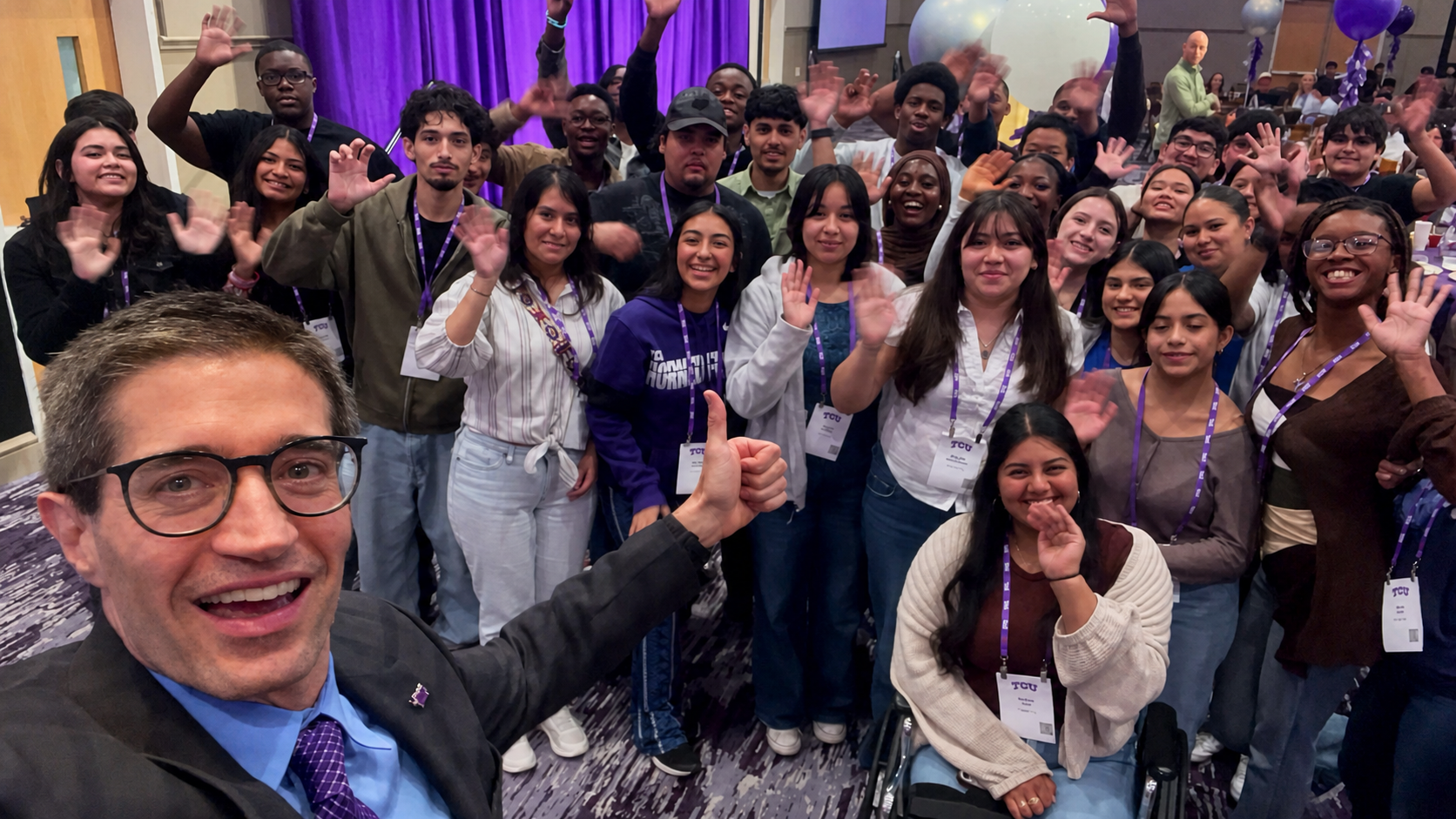 Carlo Capua with audience members after a live presentation