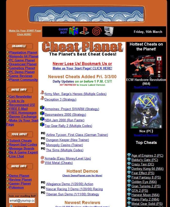 A bastion of early-2000's web design.