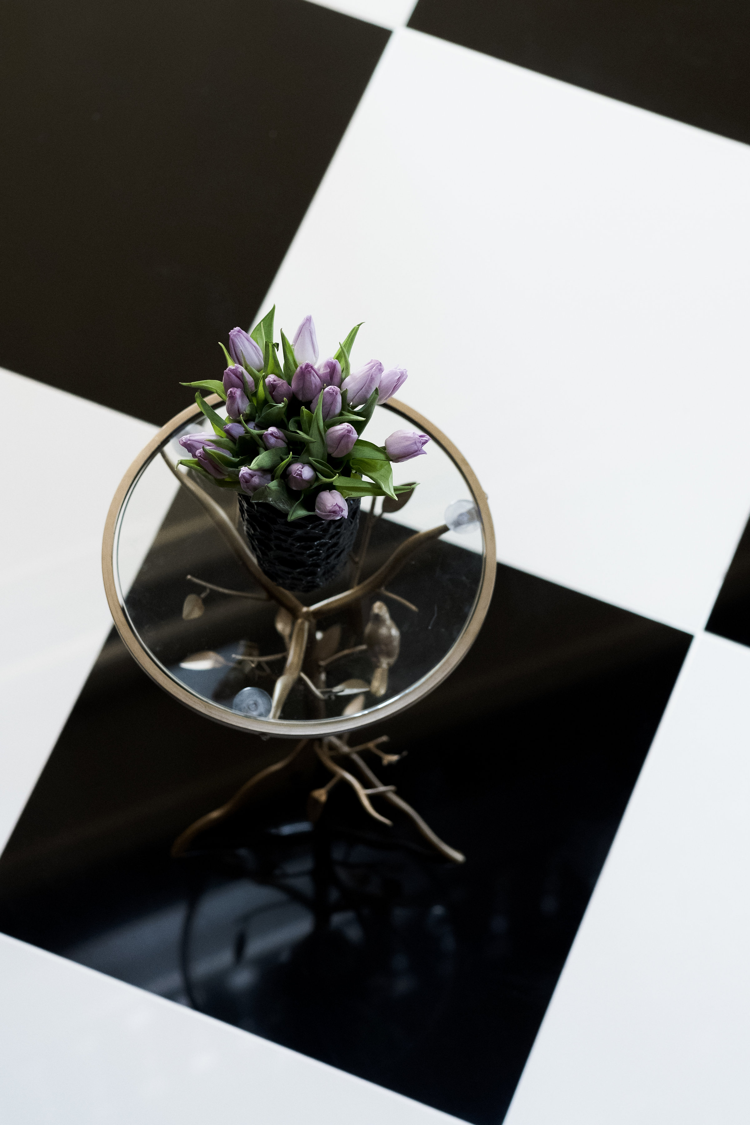 Black and white checker tile floors
