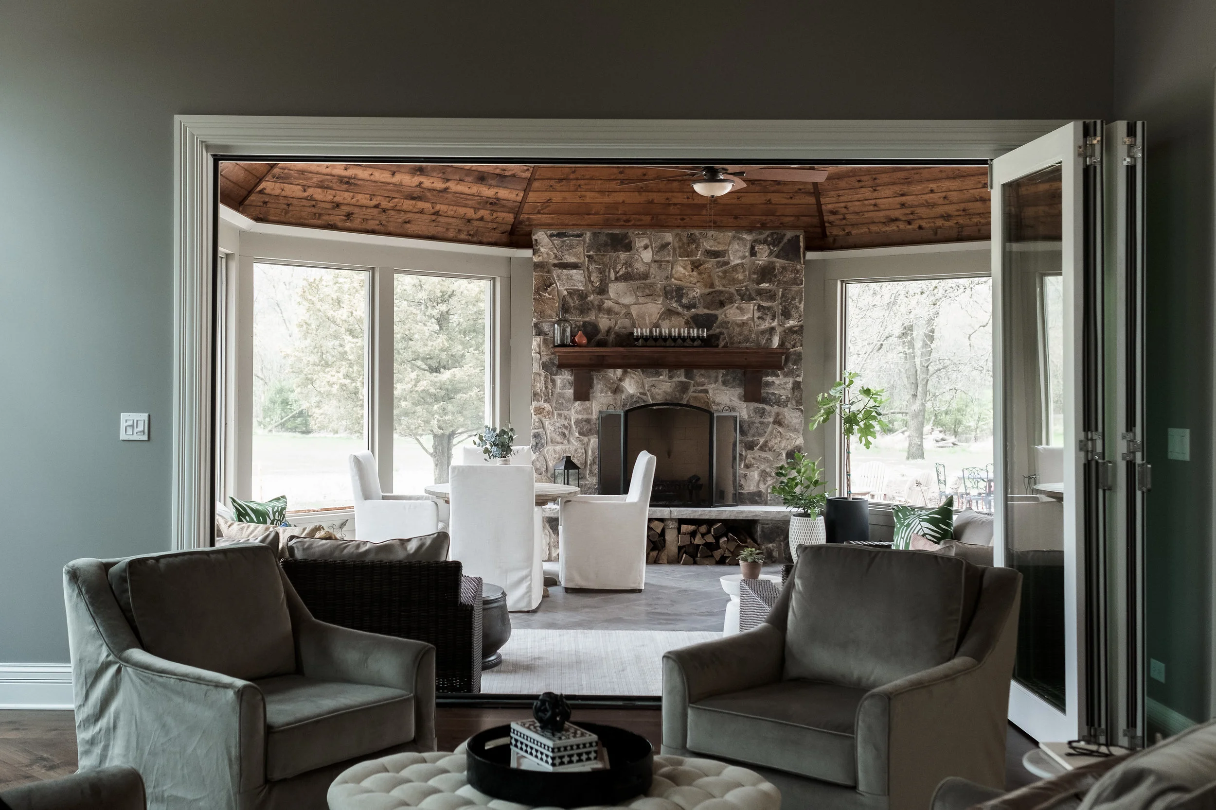Lounge looking into covered porch