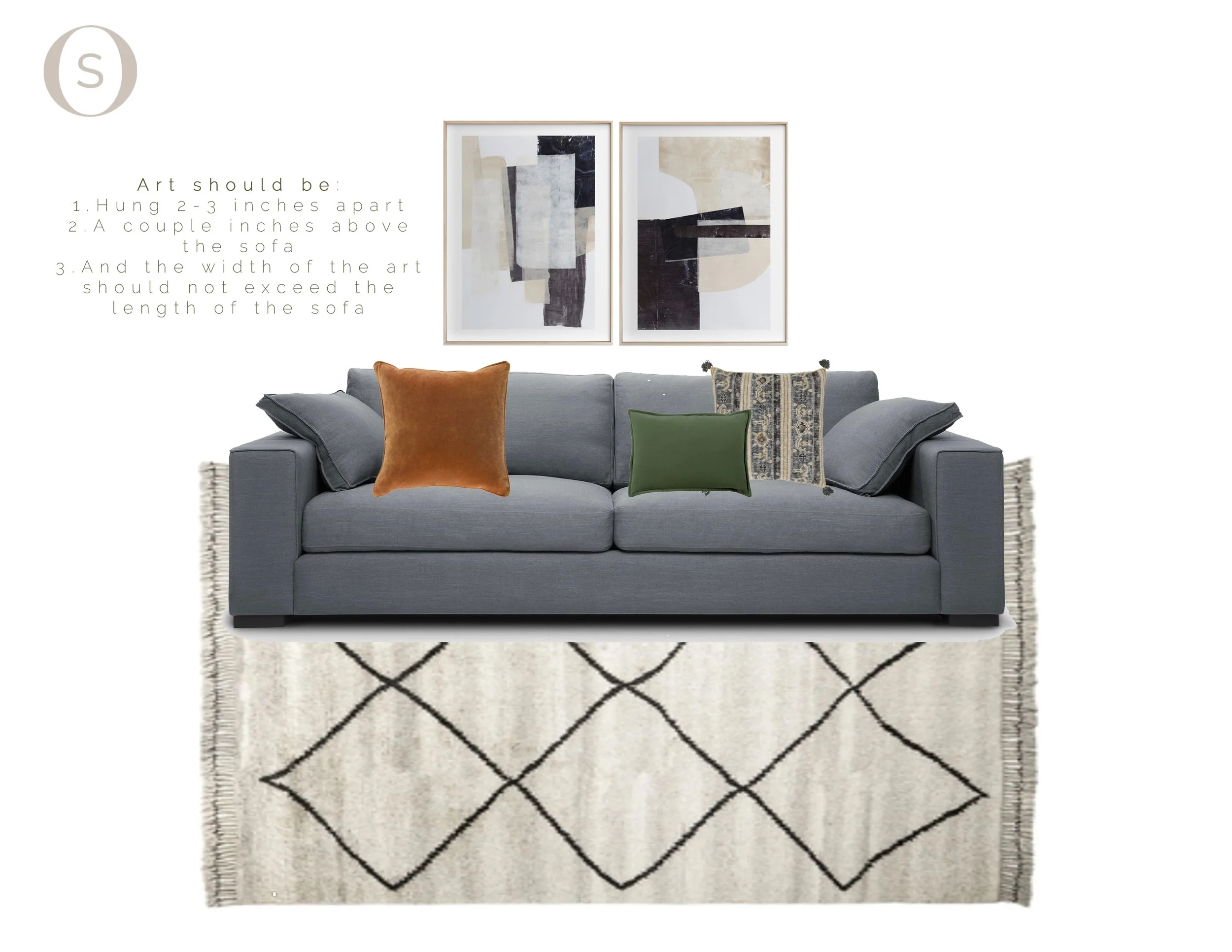 How to hang wall art above a sofa