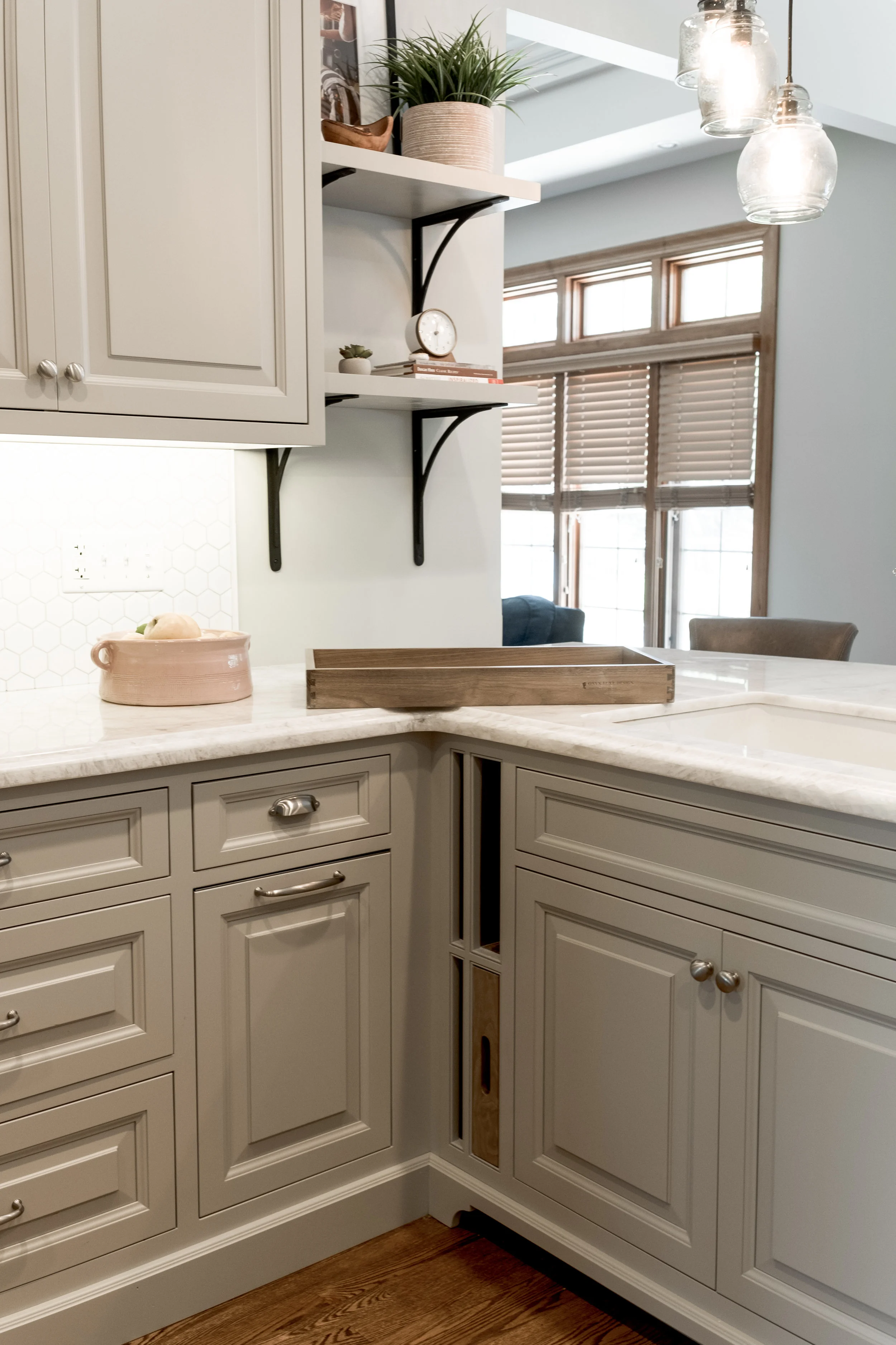 Kitchen cabinets with built in cutting boards