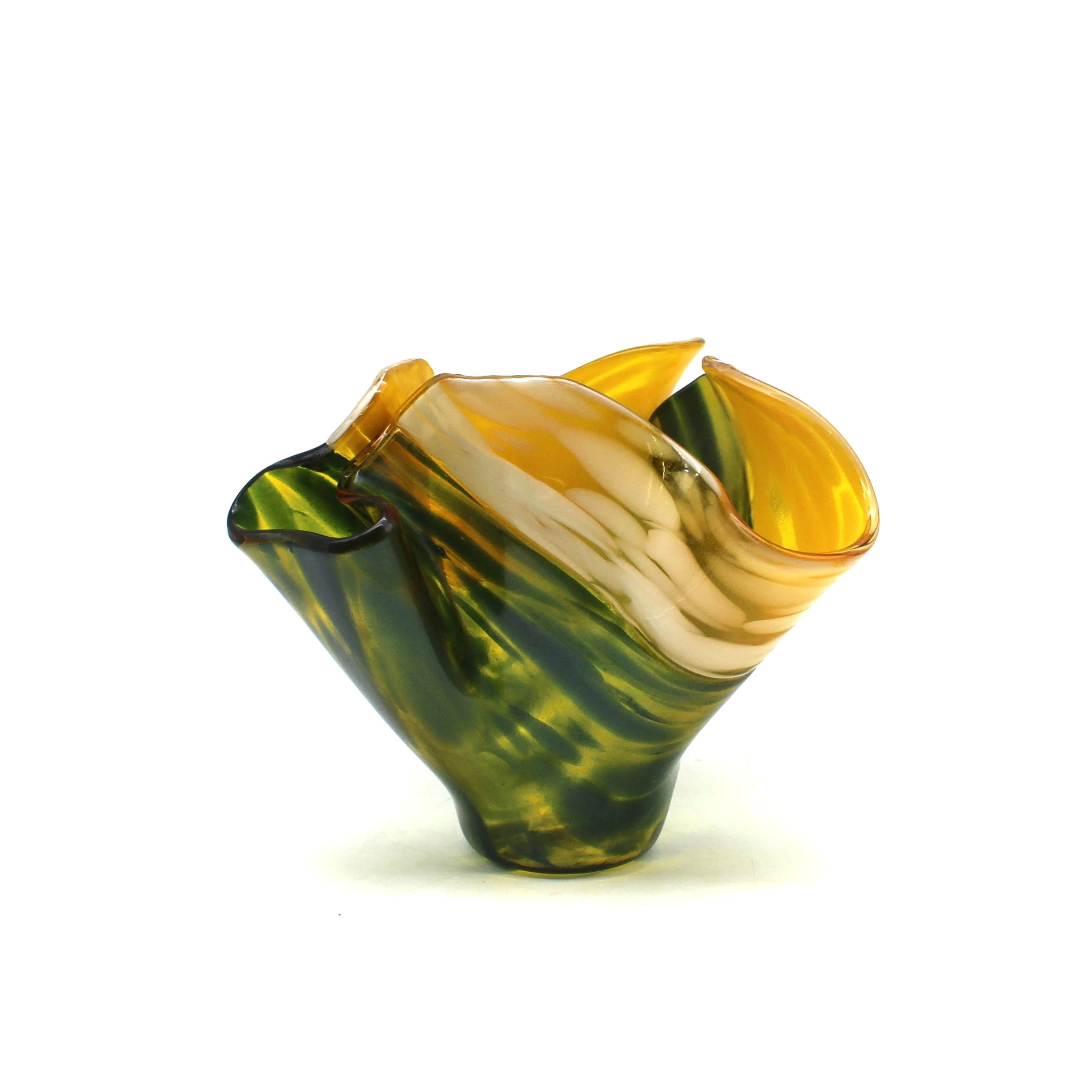 Yellow and Sparkling Blue Vase