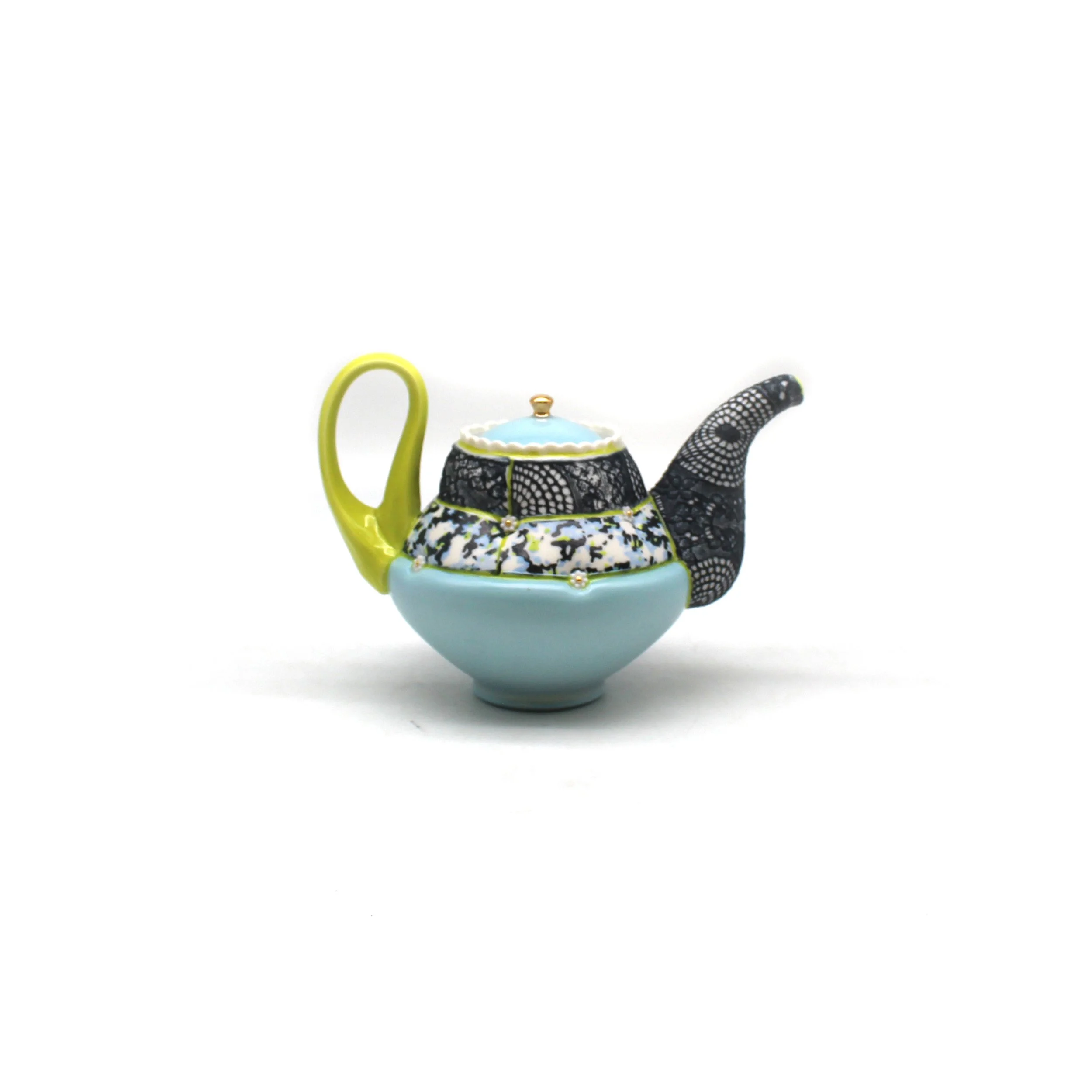 Navy Lace Teapot