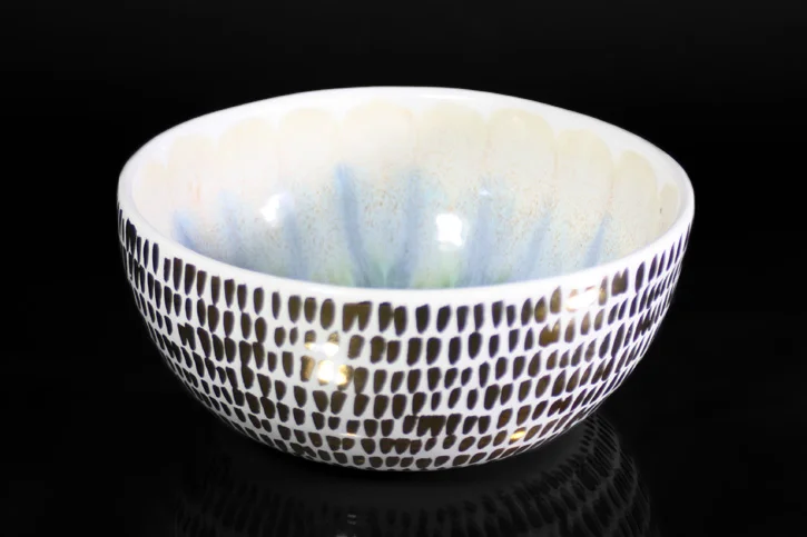 Patterned Bowl w/ Gold Dashes