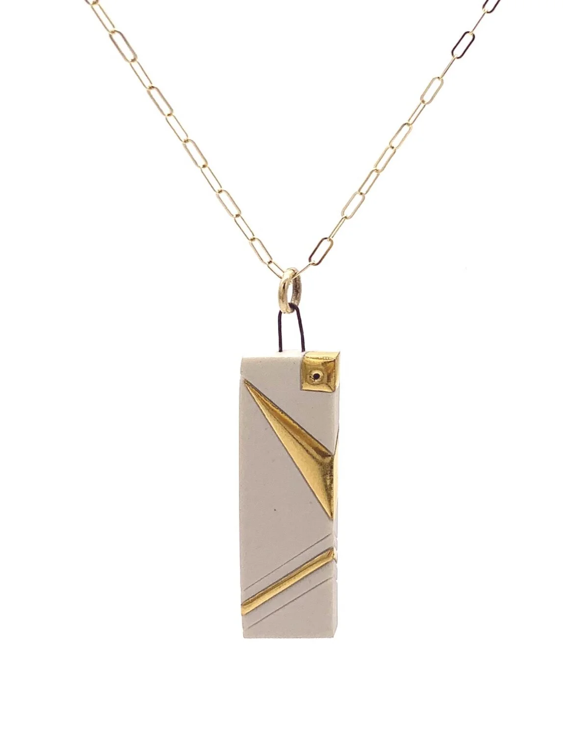 Cream & Gold Geometric Bar Necklace