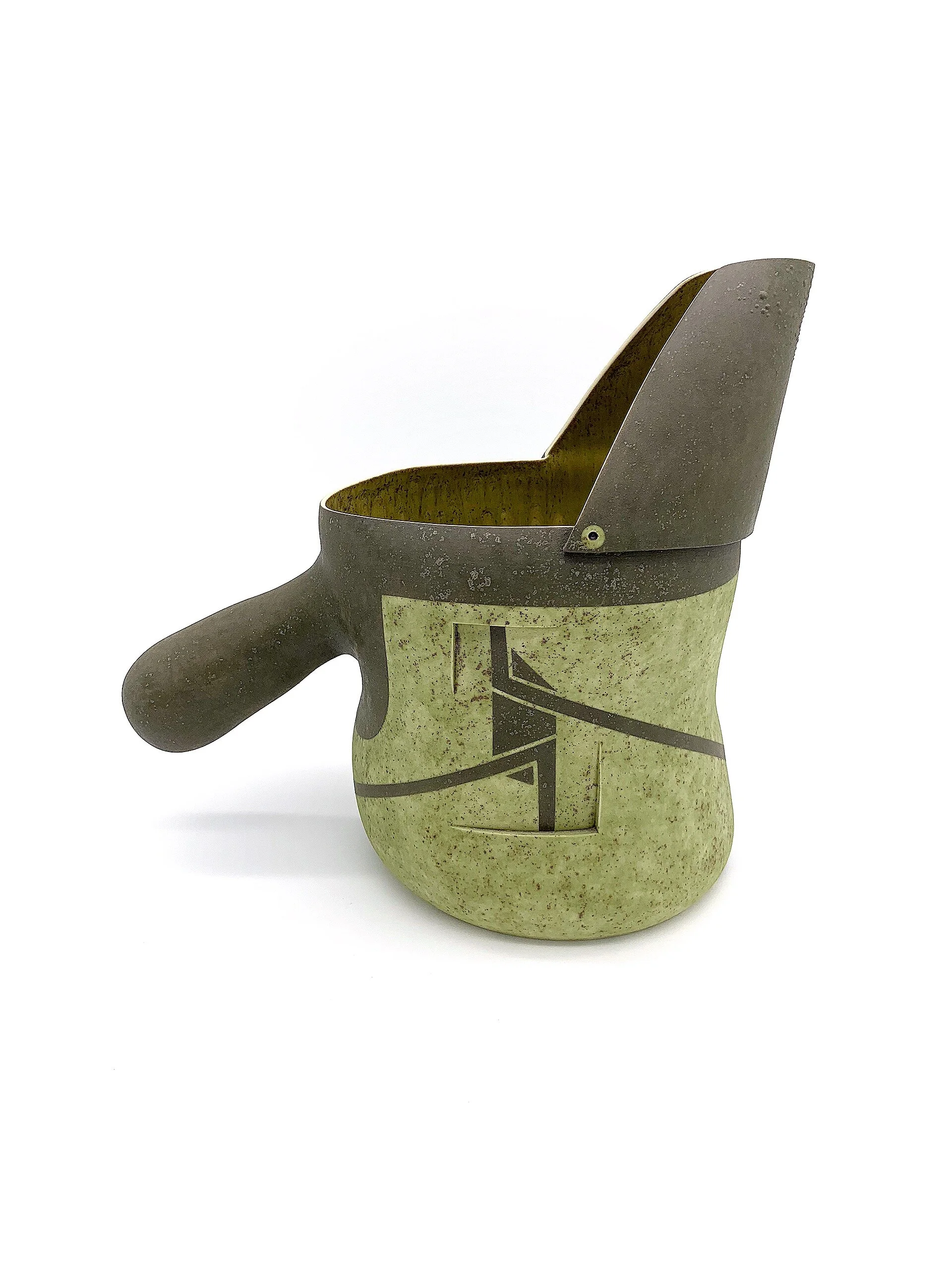 Green Avocado Pitcher with Geometric Design