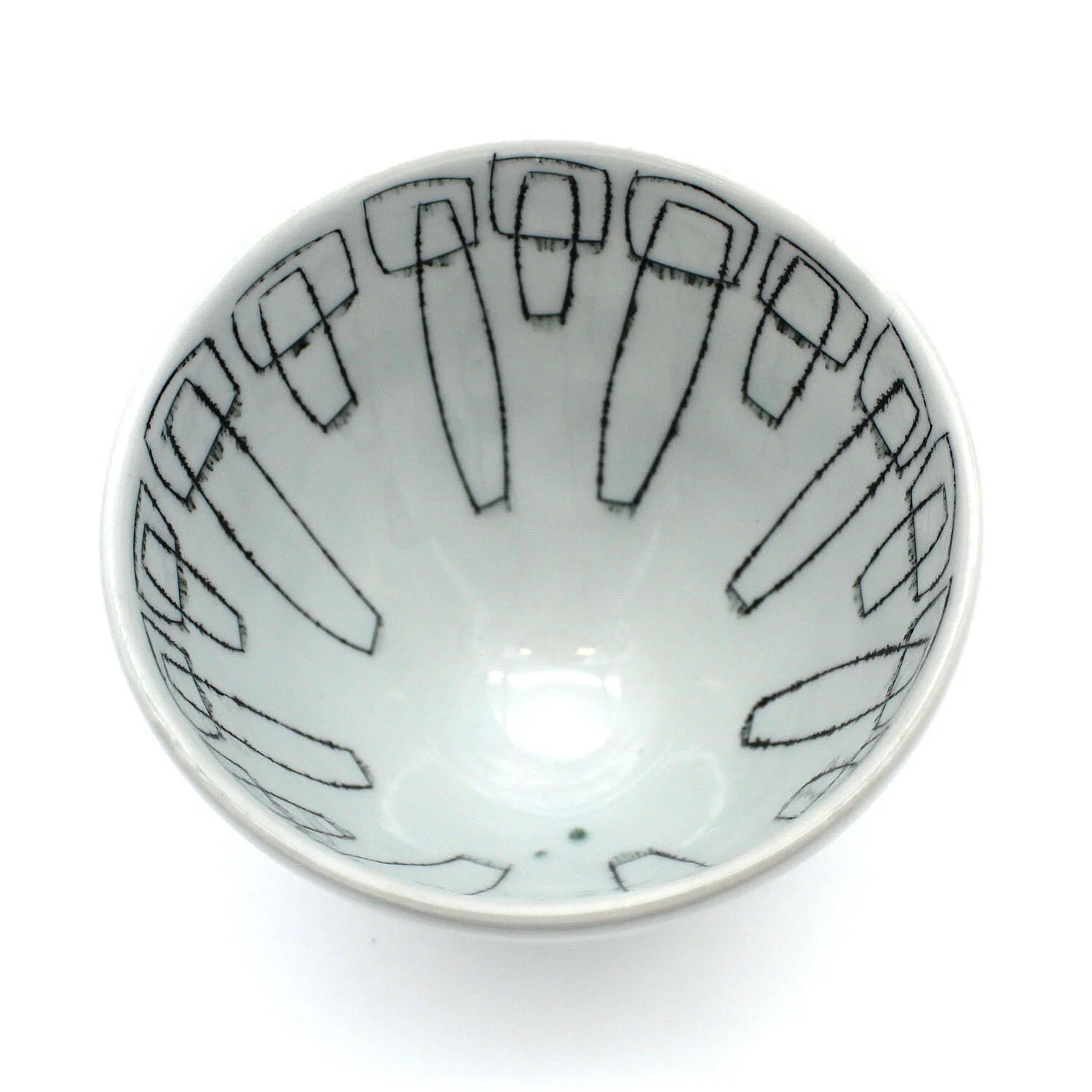 Tall Black &amp; White Bowl with Lines Inside