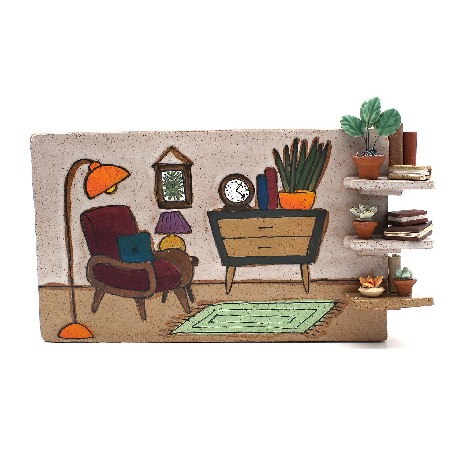 Maroon Chair with Wrap Around Shelves