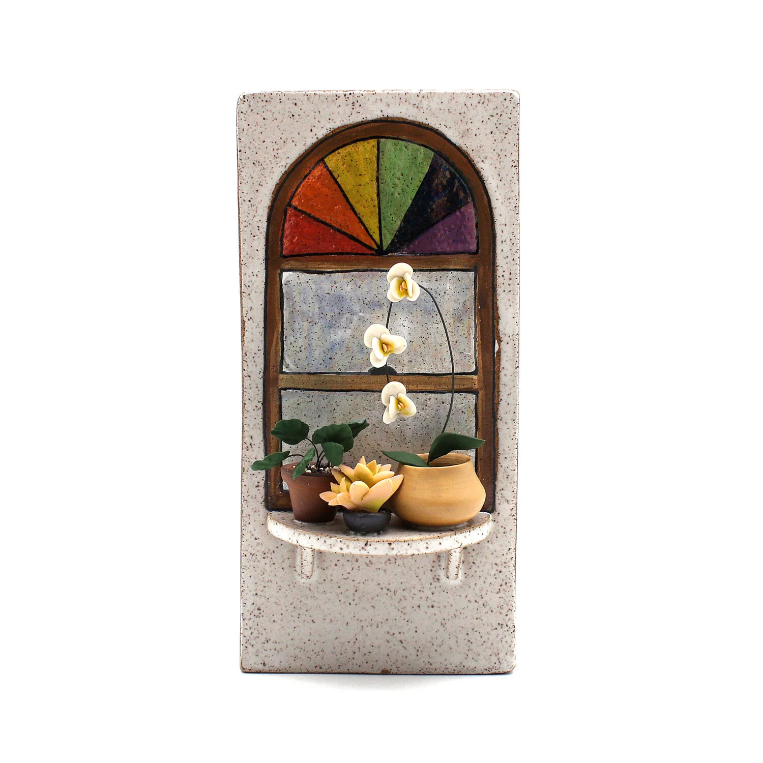 Stained Glass Window with Orchid