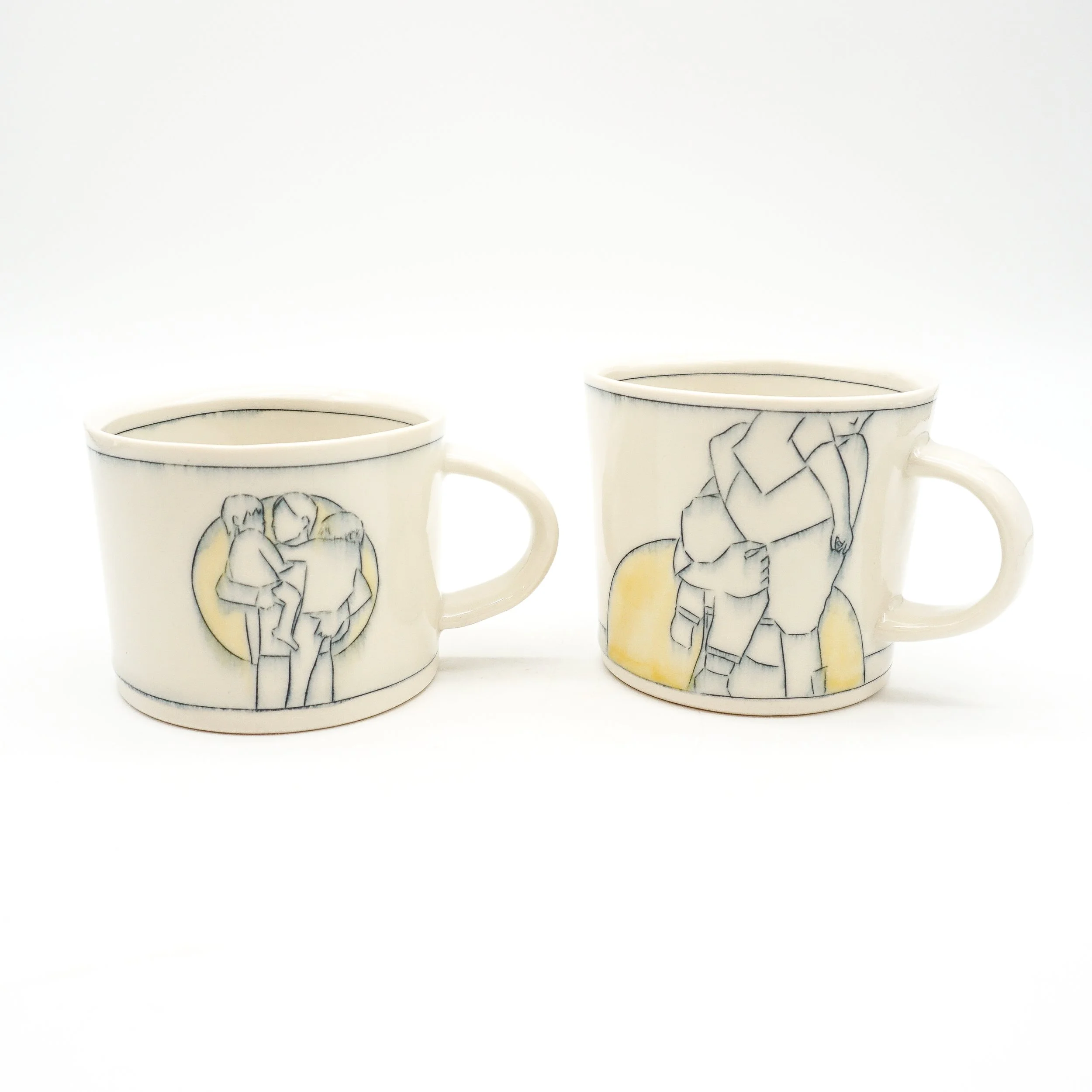 Mugs by Nicole Aquillano. Featured in the Seasonal Gallery Collection, "Here Comes the Sun" 