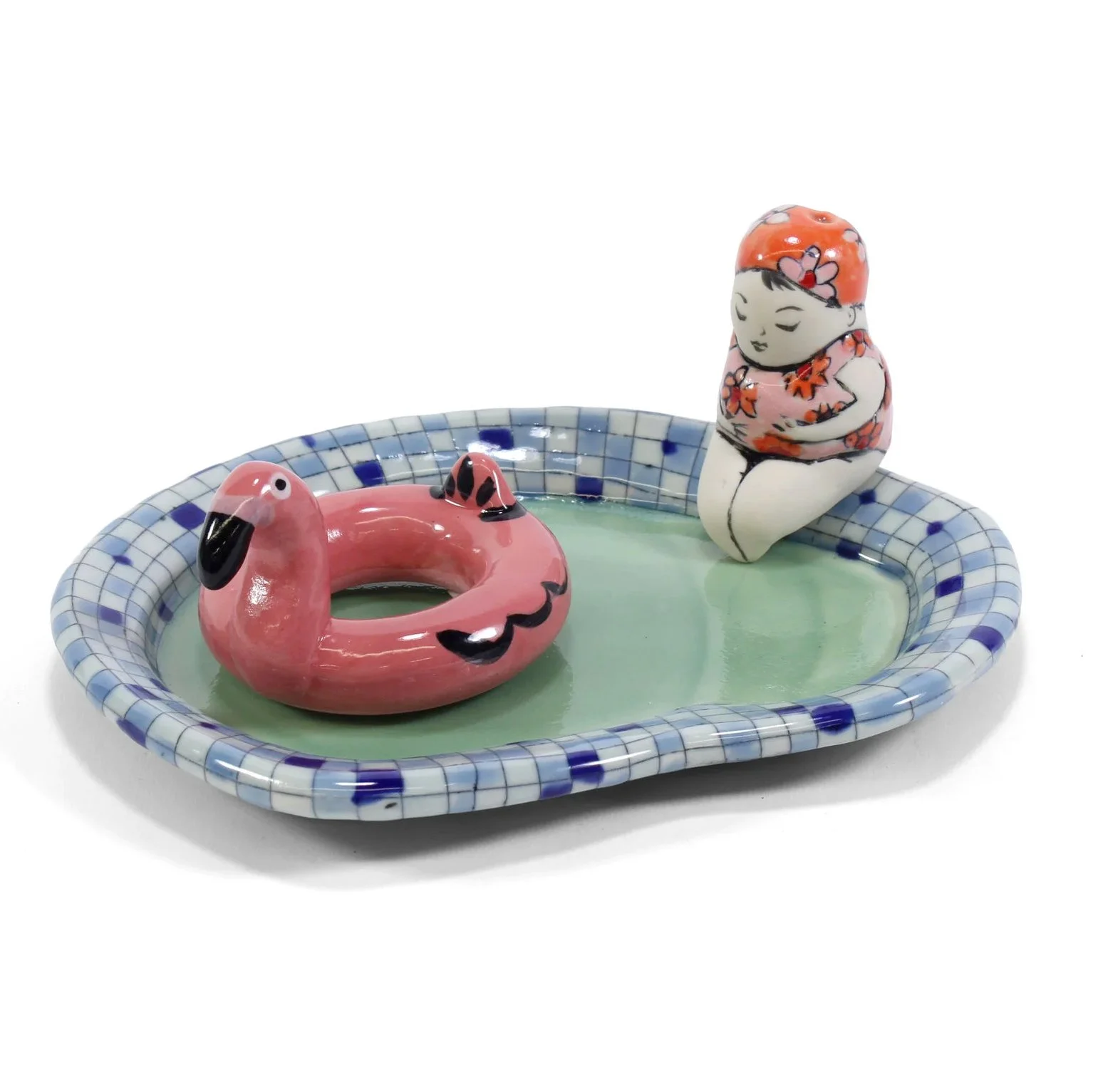 Chandra DeBuse, "Swimming Pool Salt and Pepper Shaker," 2019. Ceramic, Image by Belger Arts. Courtesy of Belger Collection.