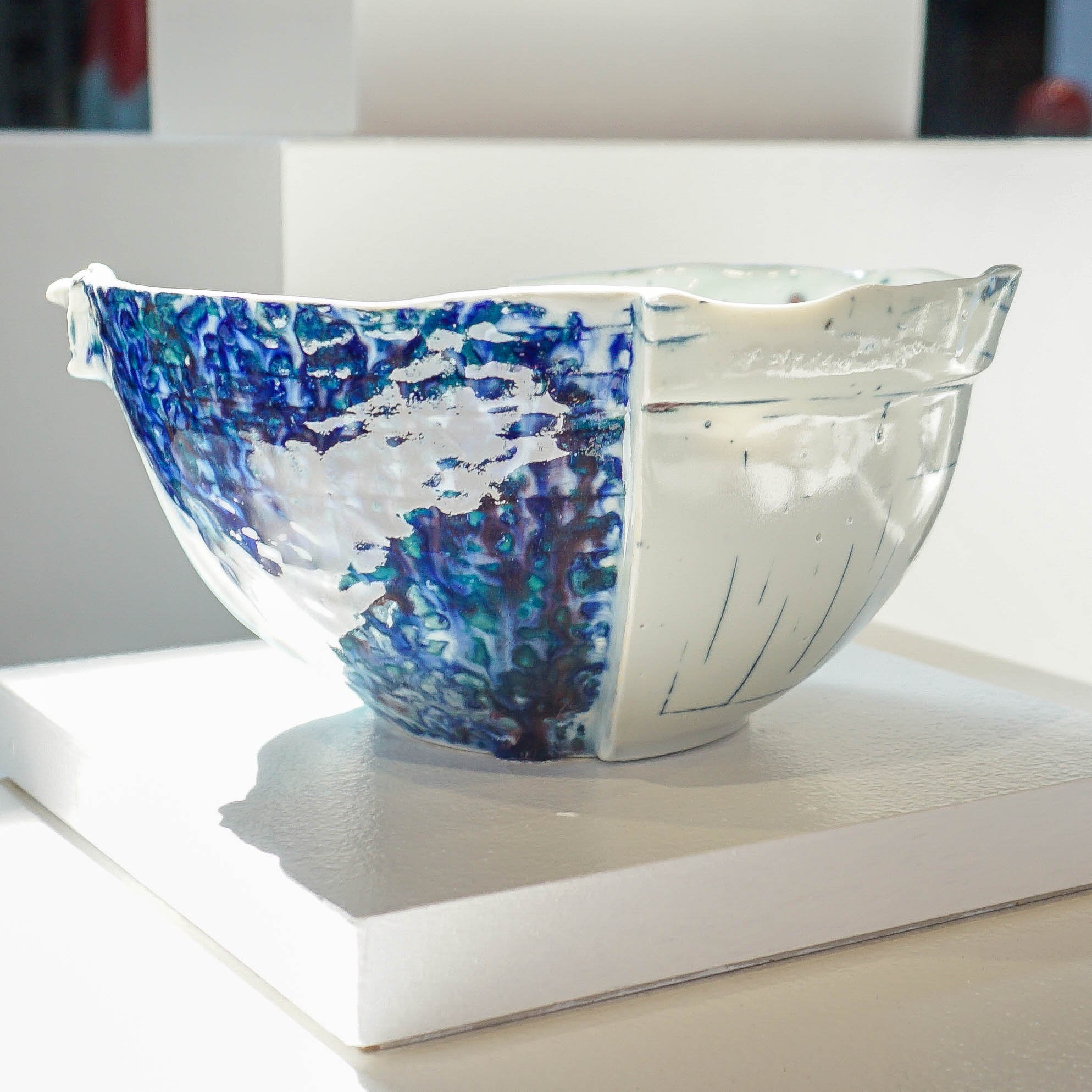 Sara Alfieri, Blue Drip Slip-casted Bowl
